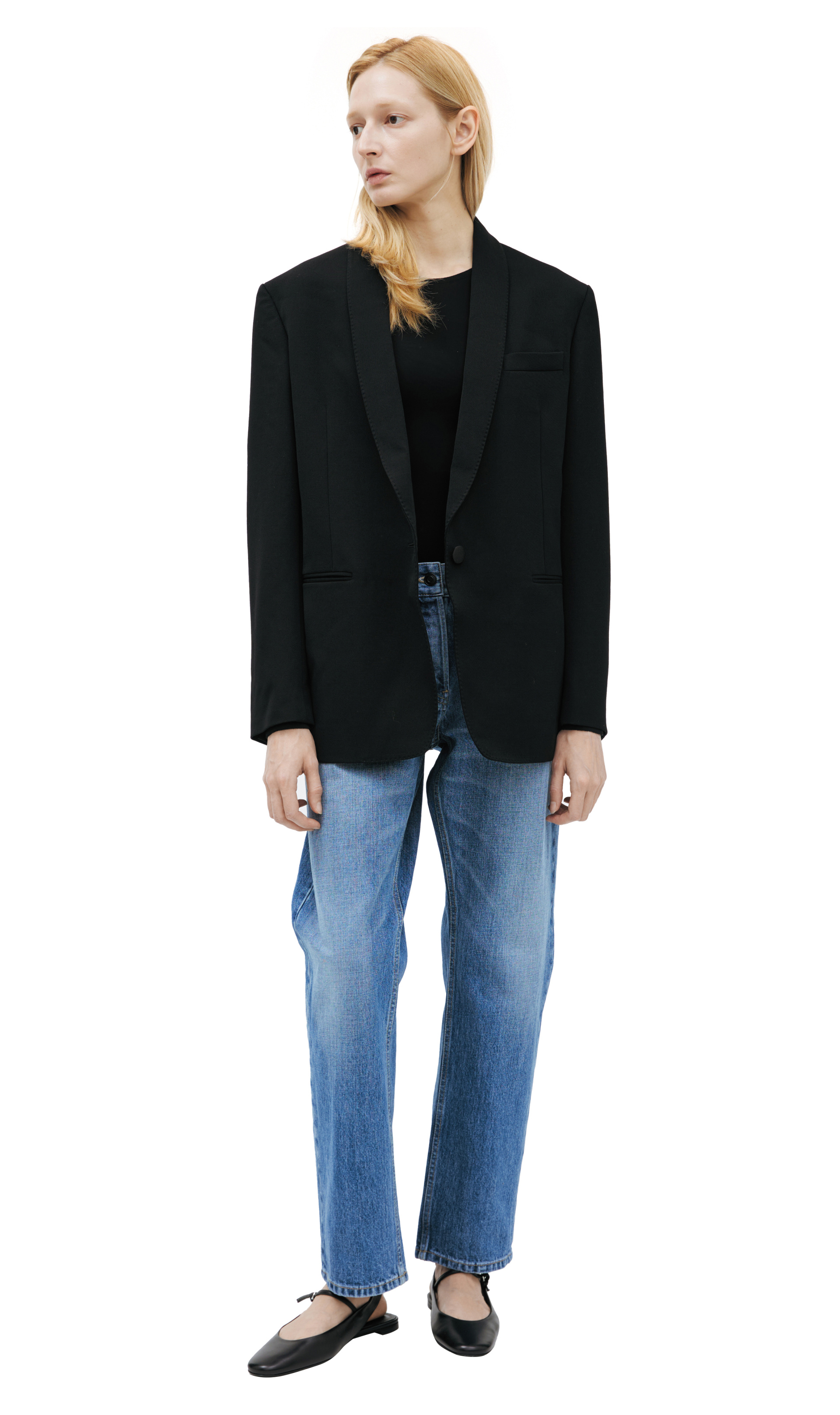 The Row Black blazer with a V-neck
