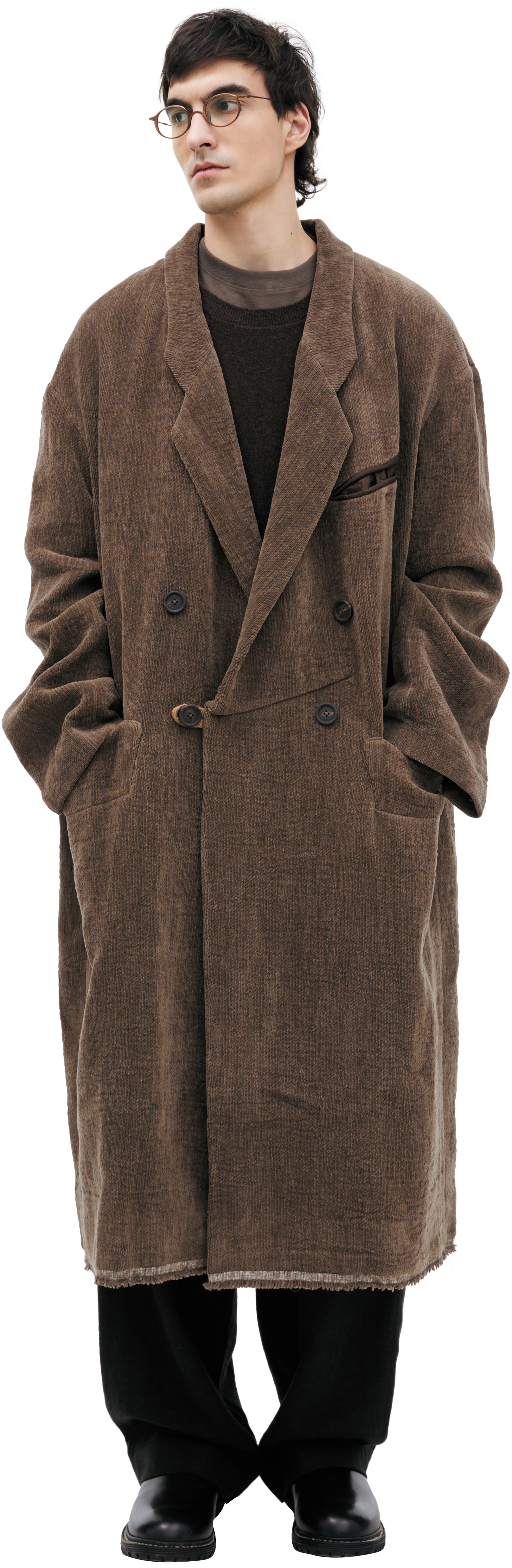 Ziggy Chen Doublet Breasted Cotton & Linen Coat