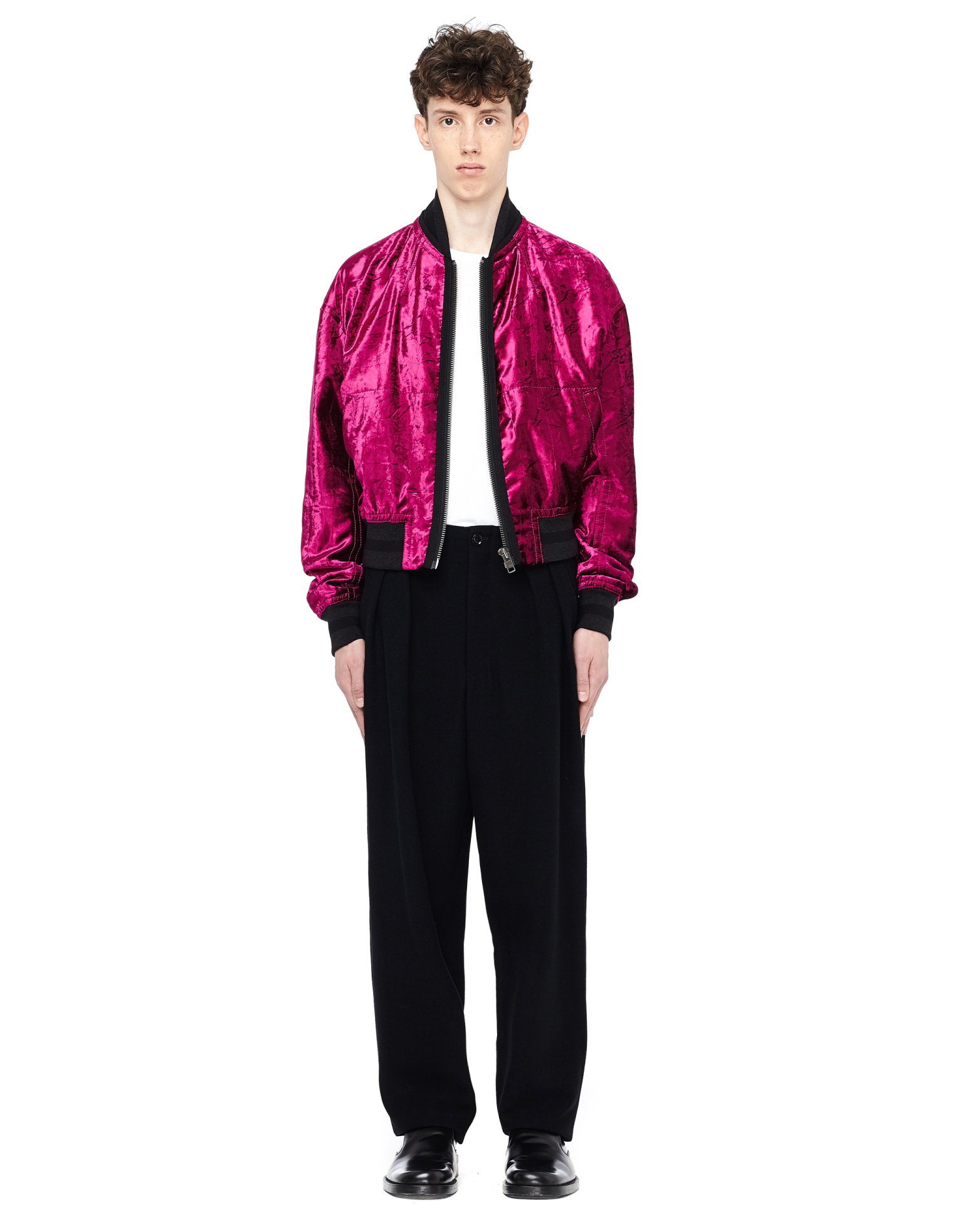 Haider Ackermann Velvet Striped Bomber Jacket