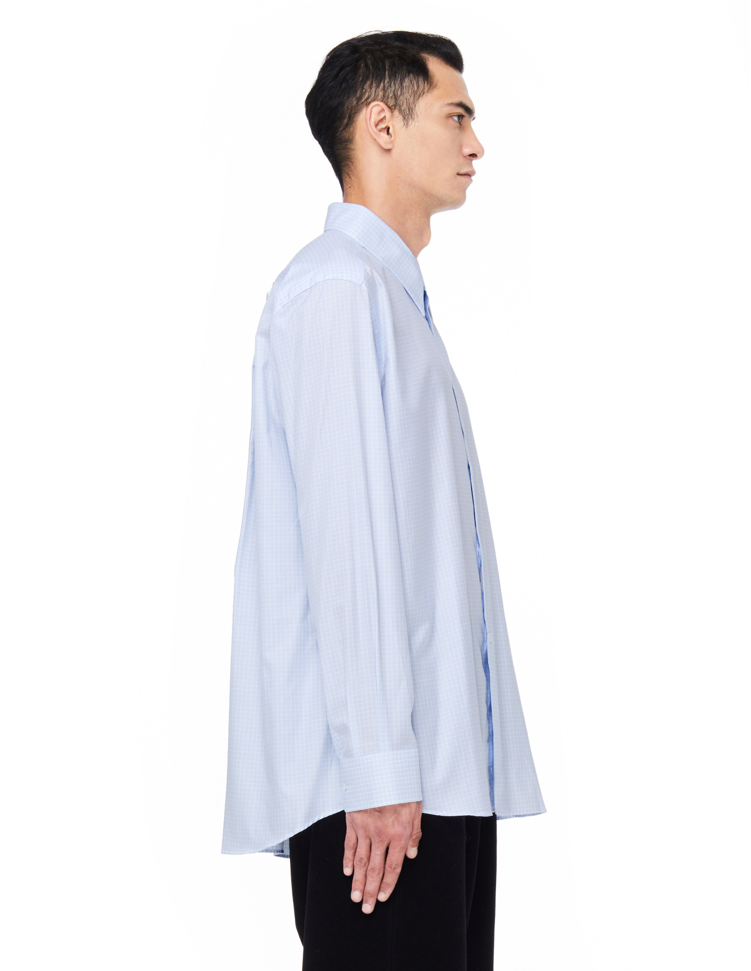 Raf Simons Light Blue Checked Plastic Pocket Shirt