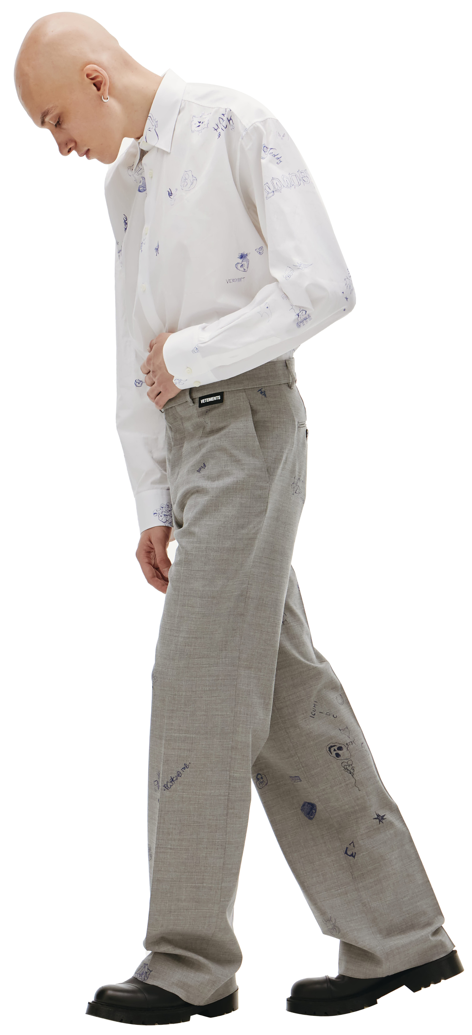 VETEMENTS Scribble-print wool trousers