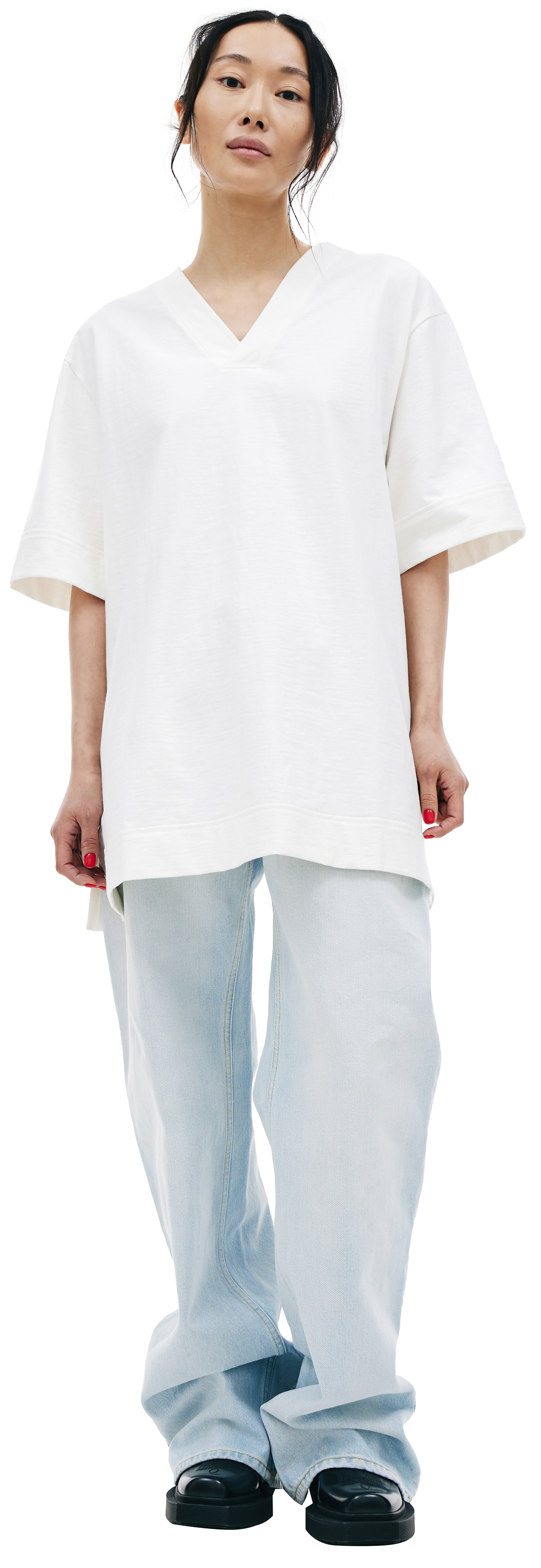 Jil Sander White V-Neck T-Shirt
