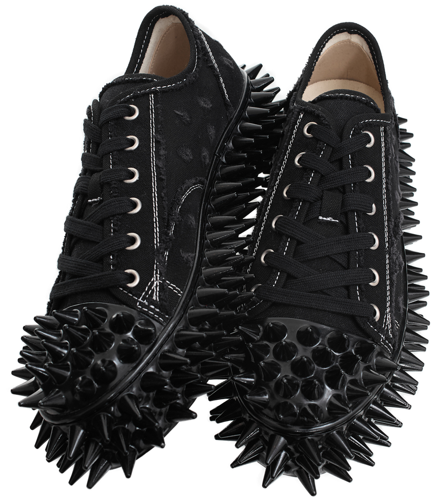 Buy Doublet men black spiky sneakers for $515 online on SV77