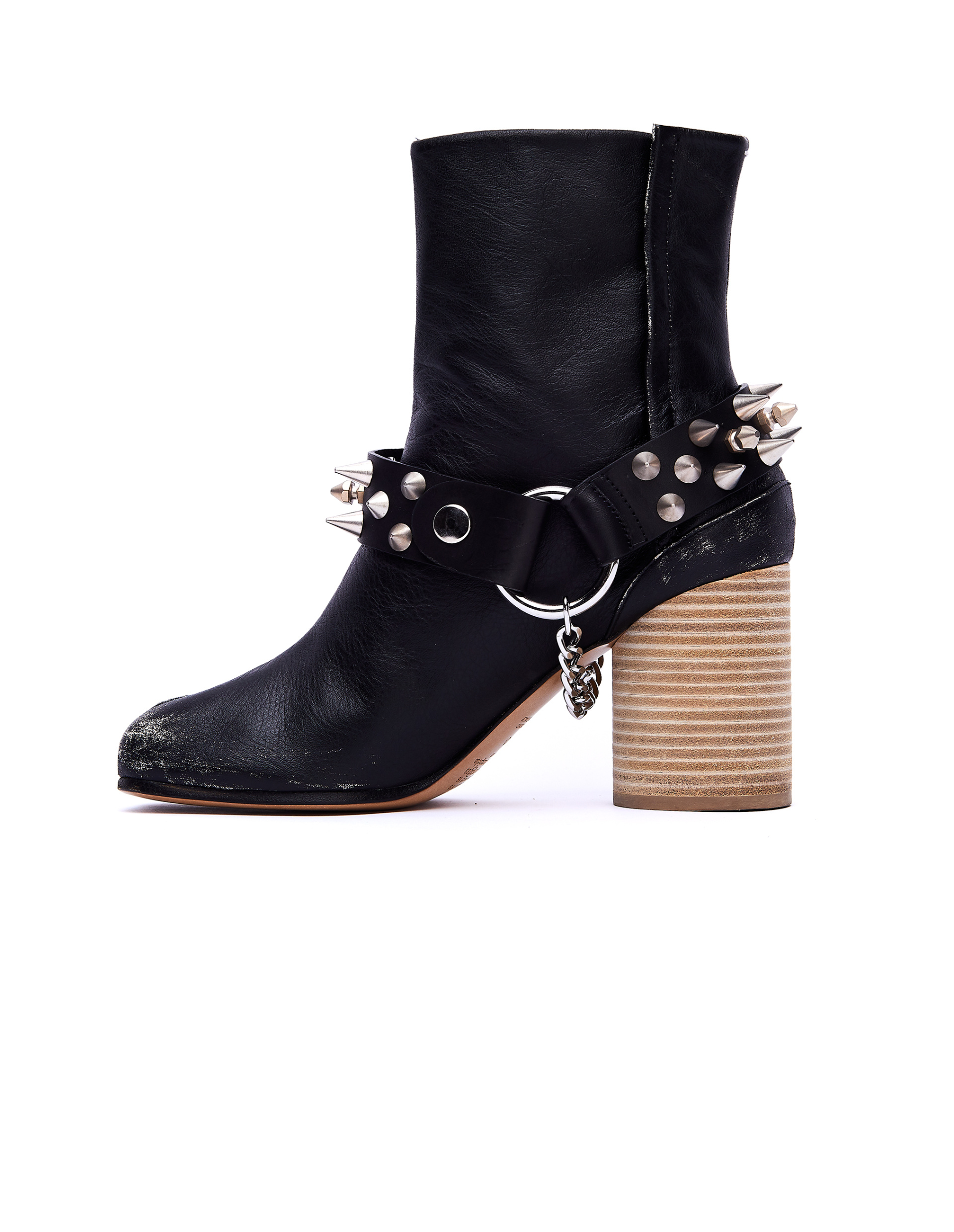 Maison Margiela Black Leather Spike Tabi Boots