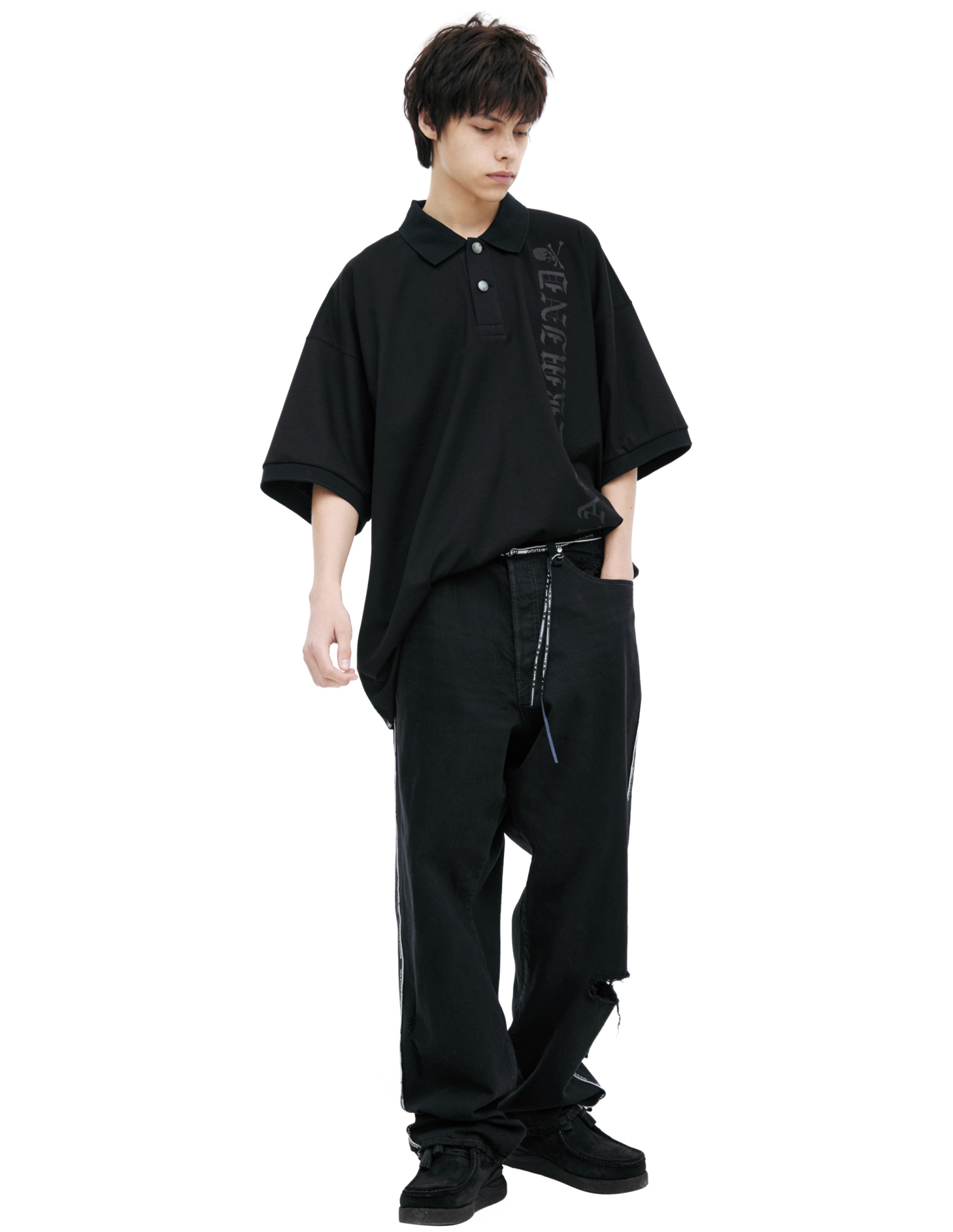 Mastermind WORLD Black jeans with stripes