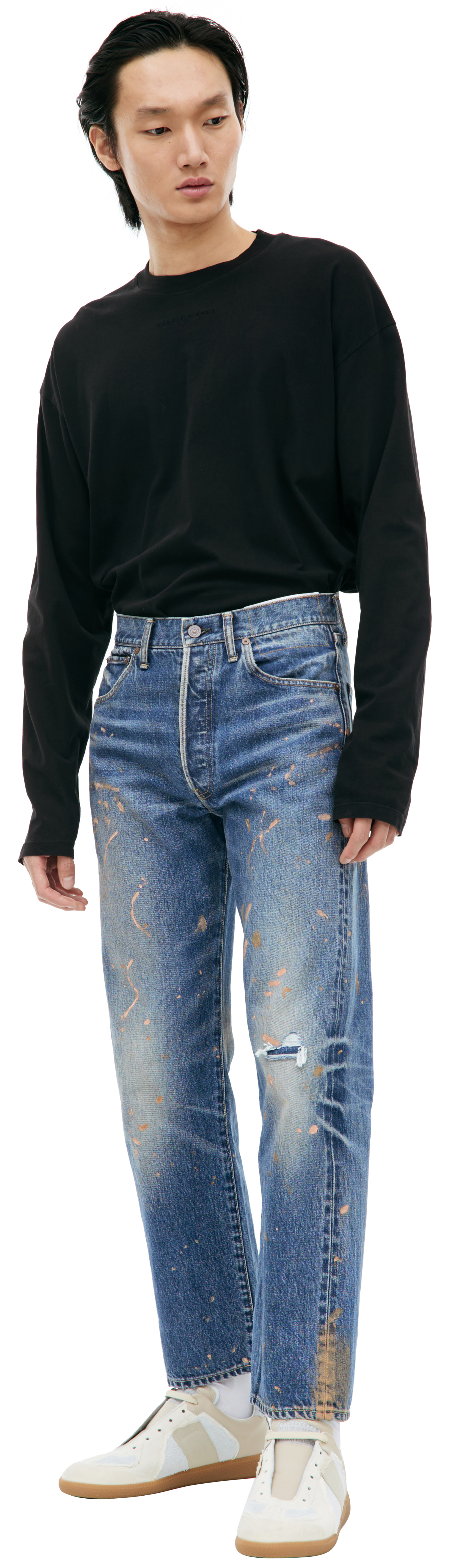 visvim Blue paint effect jeans