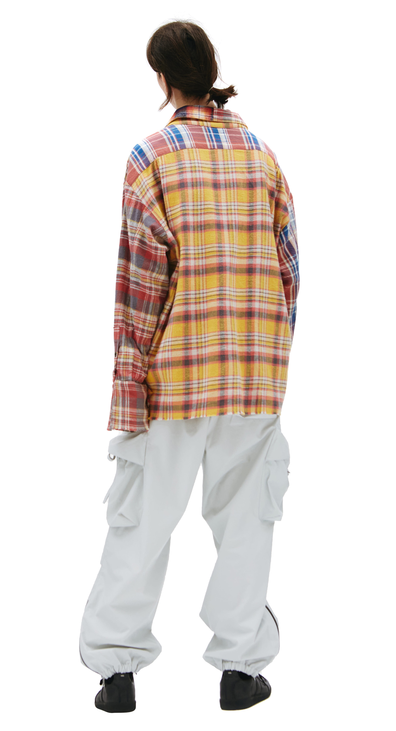 Greg Lauren Клетчатая рубашка с накладными карманами