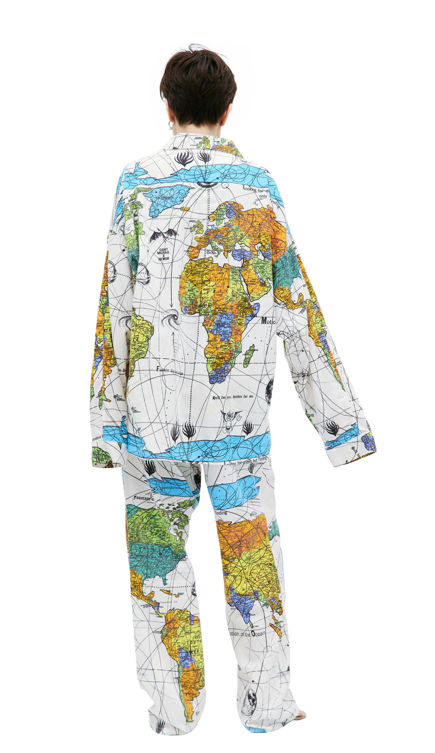 Saint Michael Оверсайз рубашка Saint Michael x Dr. Woo с картой мира