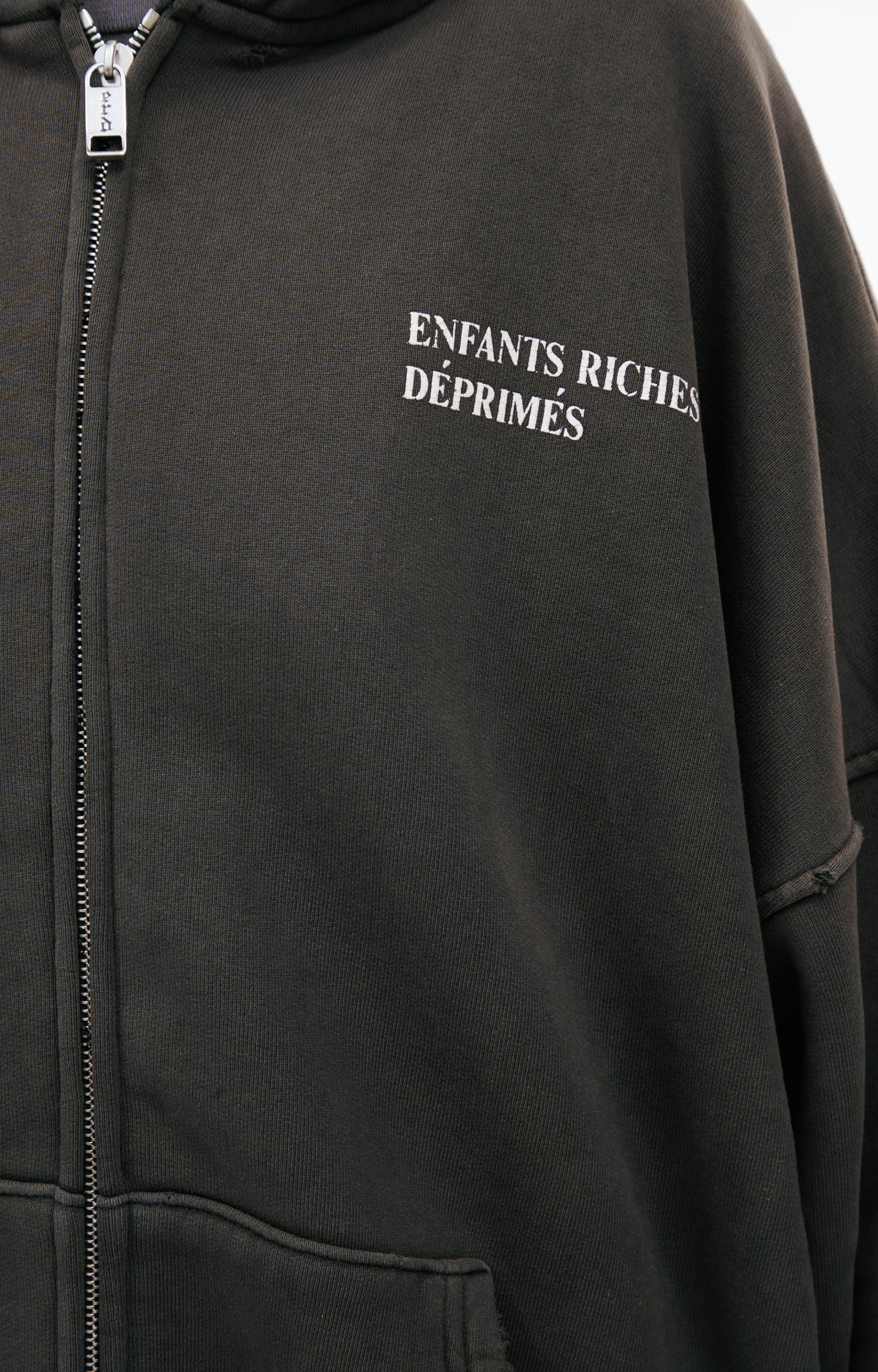 Enfants Riches Déprimés Dark grеy hoodie with distressed details