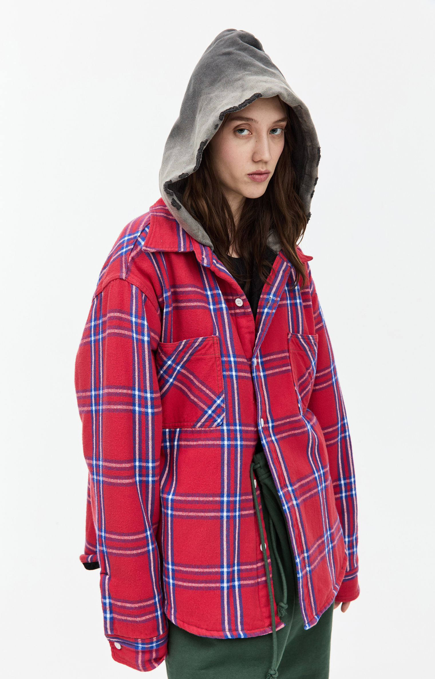 Saint Mxxxxxx Hooded plaid shirt