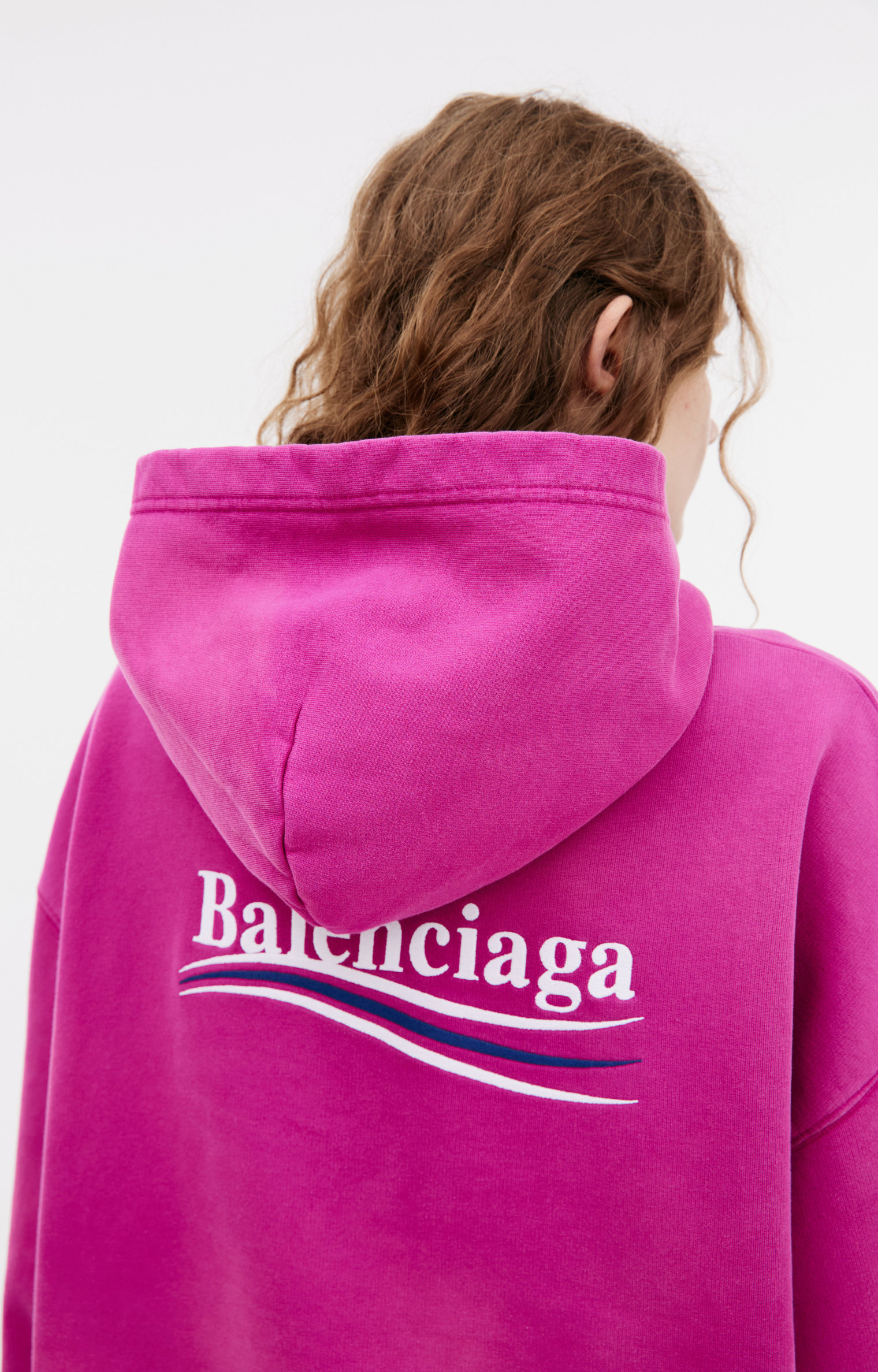 Buy Balenciaga women pink oversize logo hoodie for 1 380 online on SV77 578135 TKVI9 5282