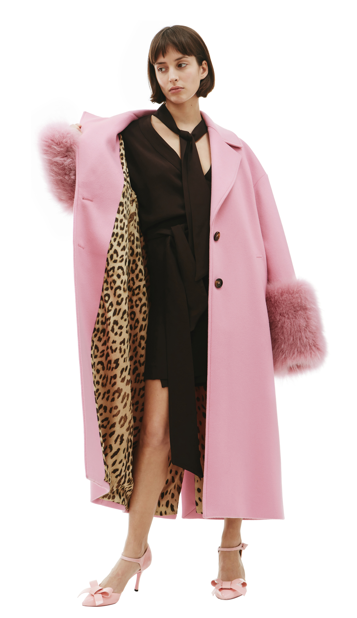 Blumarine Wool coat with fur