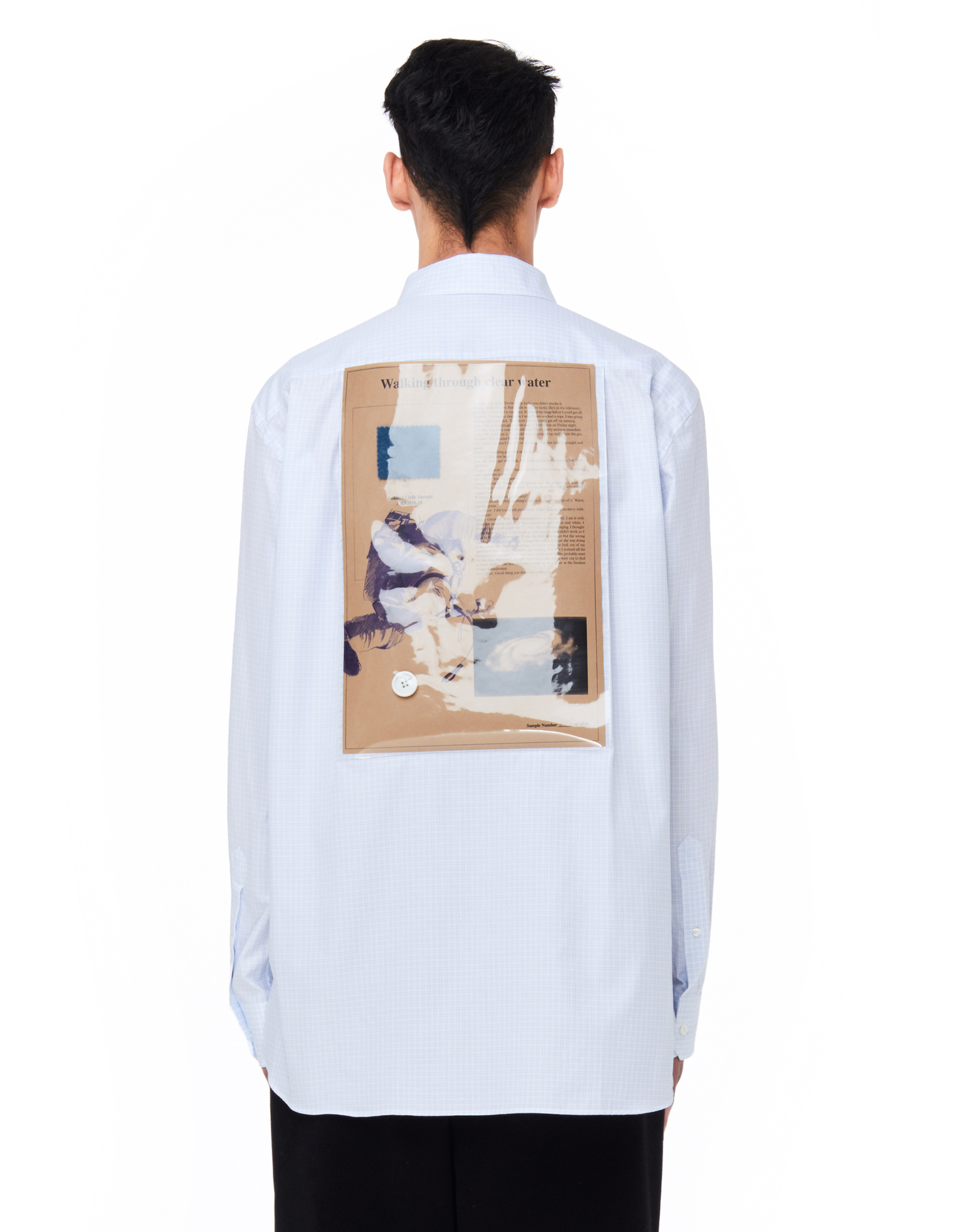 Raf Simons Light Blue Checked Plastic Pocket Shirt