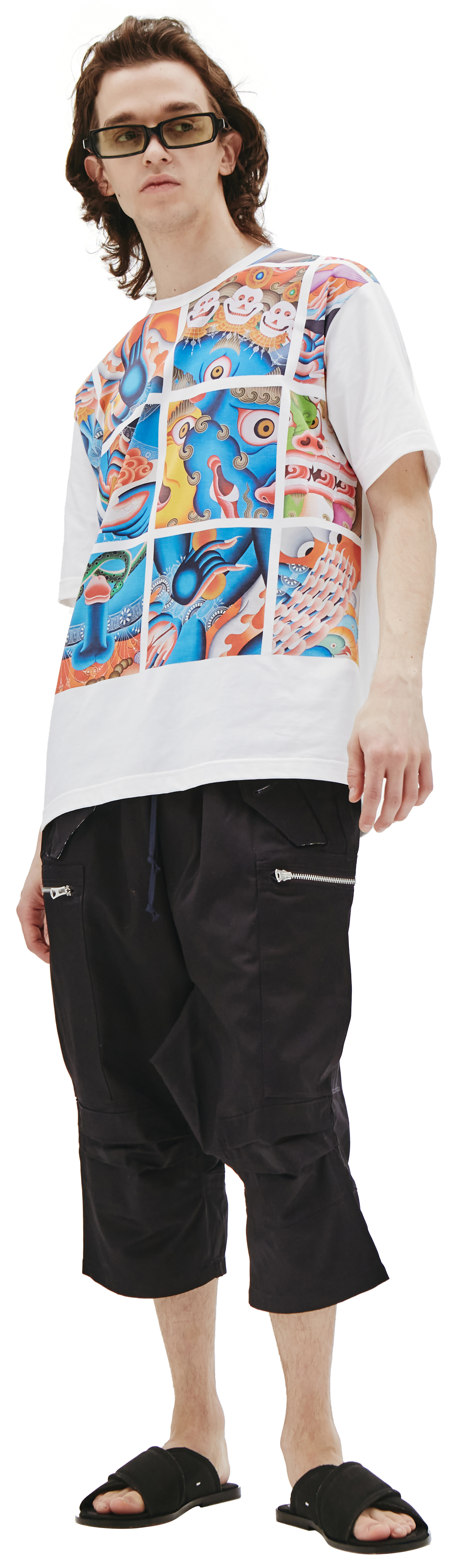 Junya Watanabe Oriental print grid t-shirt