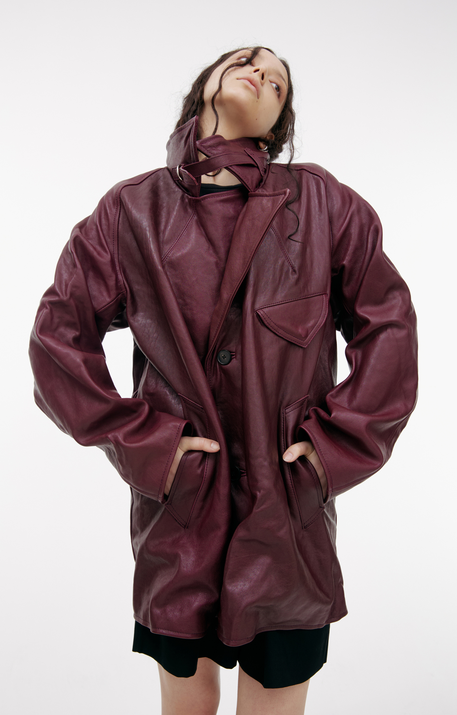 Enfants Riches Déprimés Burgundy leather jacket