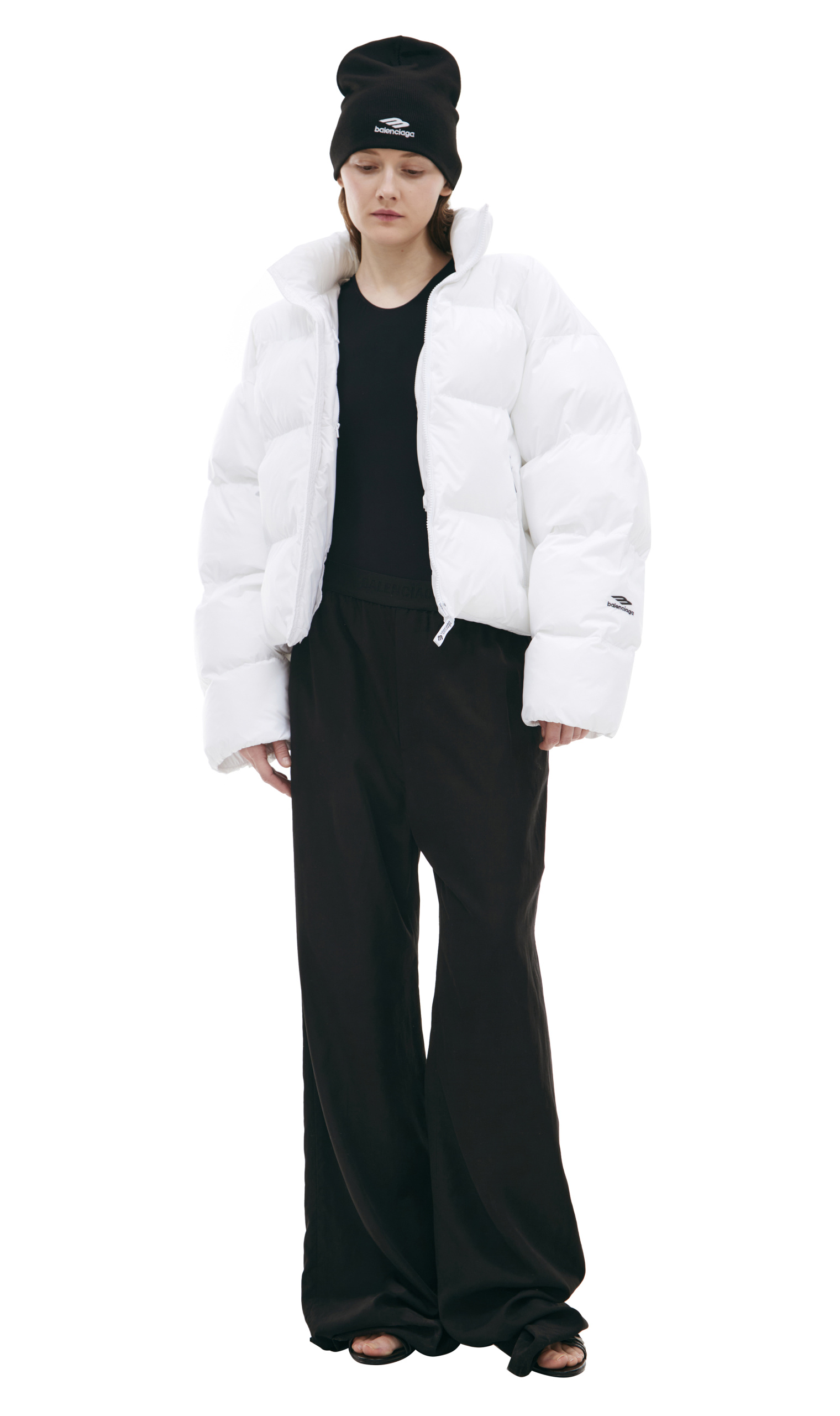 Balenciaga White logo down jacket