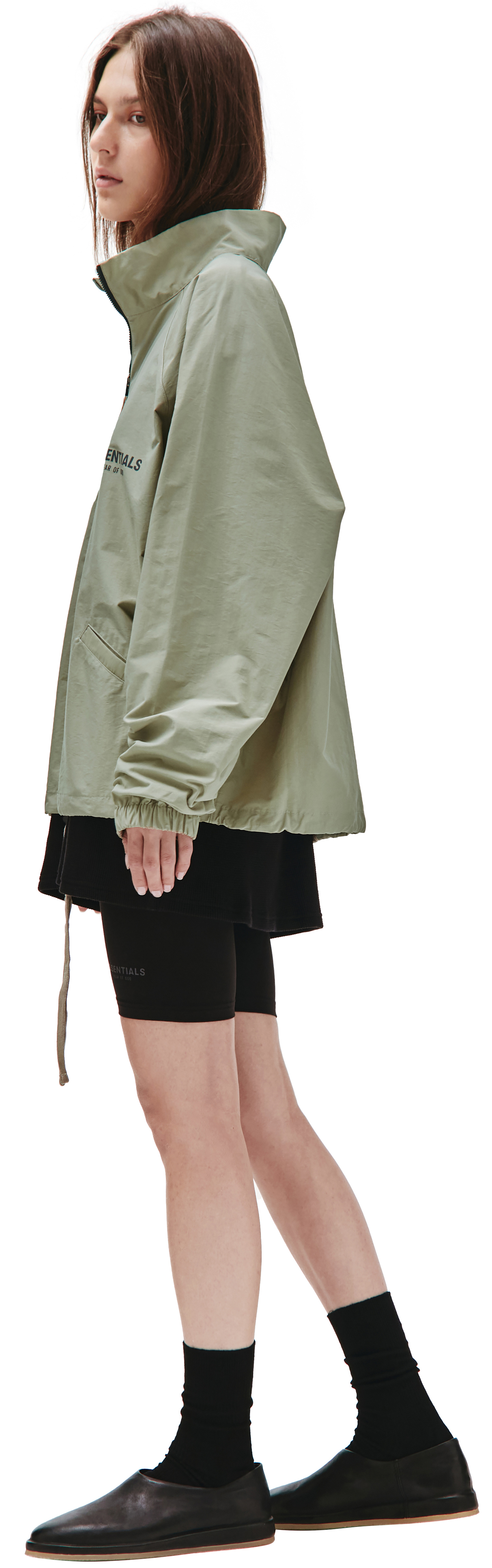 Fear of God Essentials HALF ZIP TRACK JACKET in Green