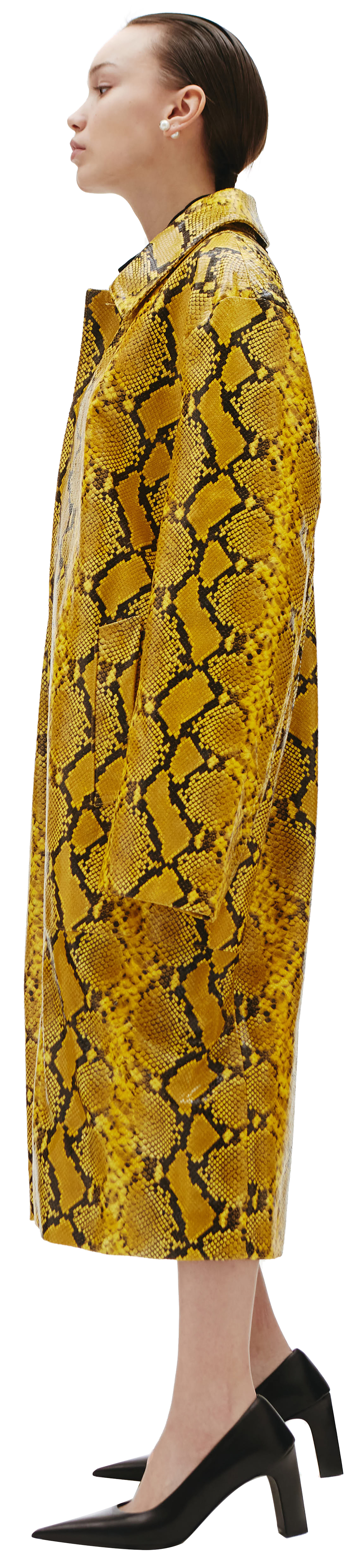 VETEMENTS Yellow Python Leather Coat