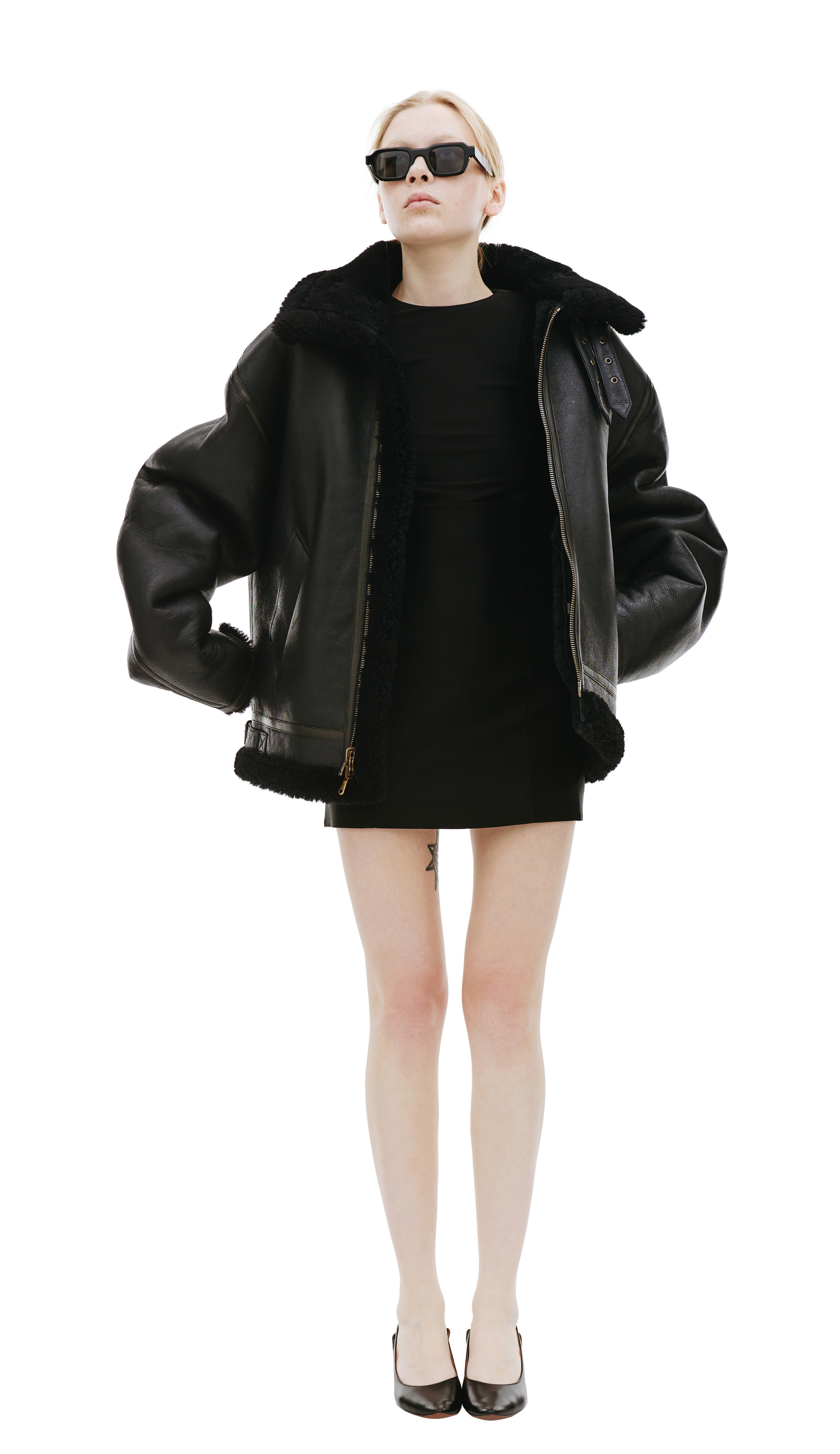 VETEMENTS Black reversible shearling jacket