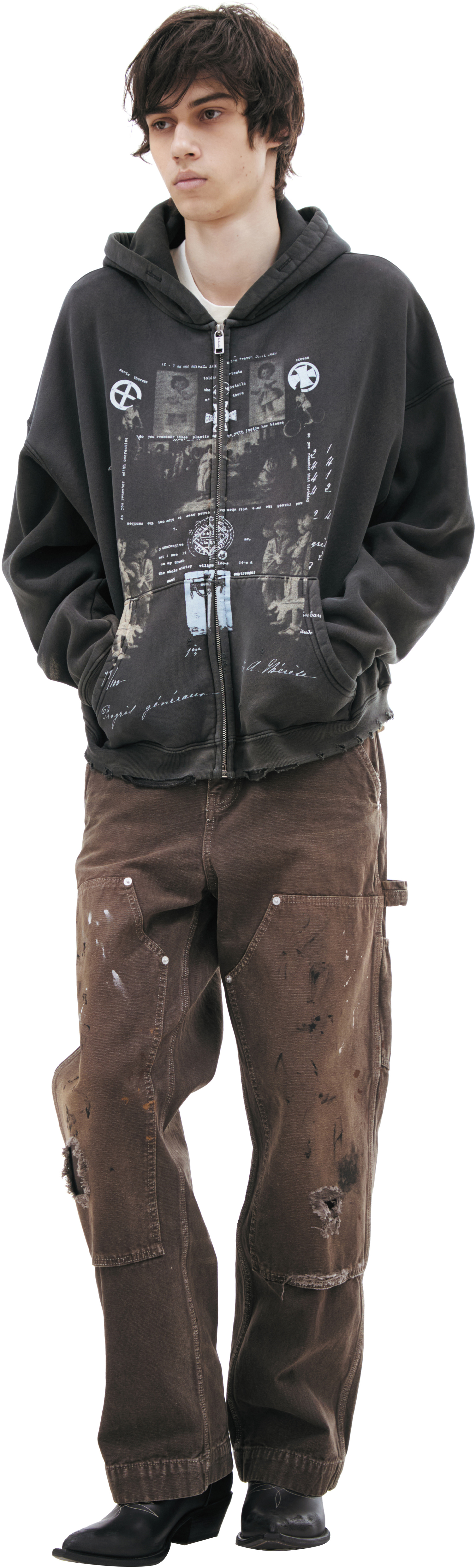 Enfants Riches Déprimés Dark grеy zip-up hoodie
