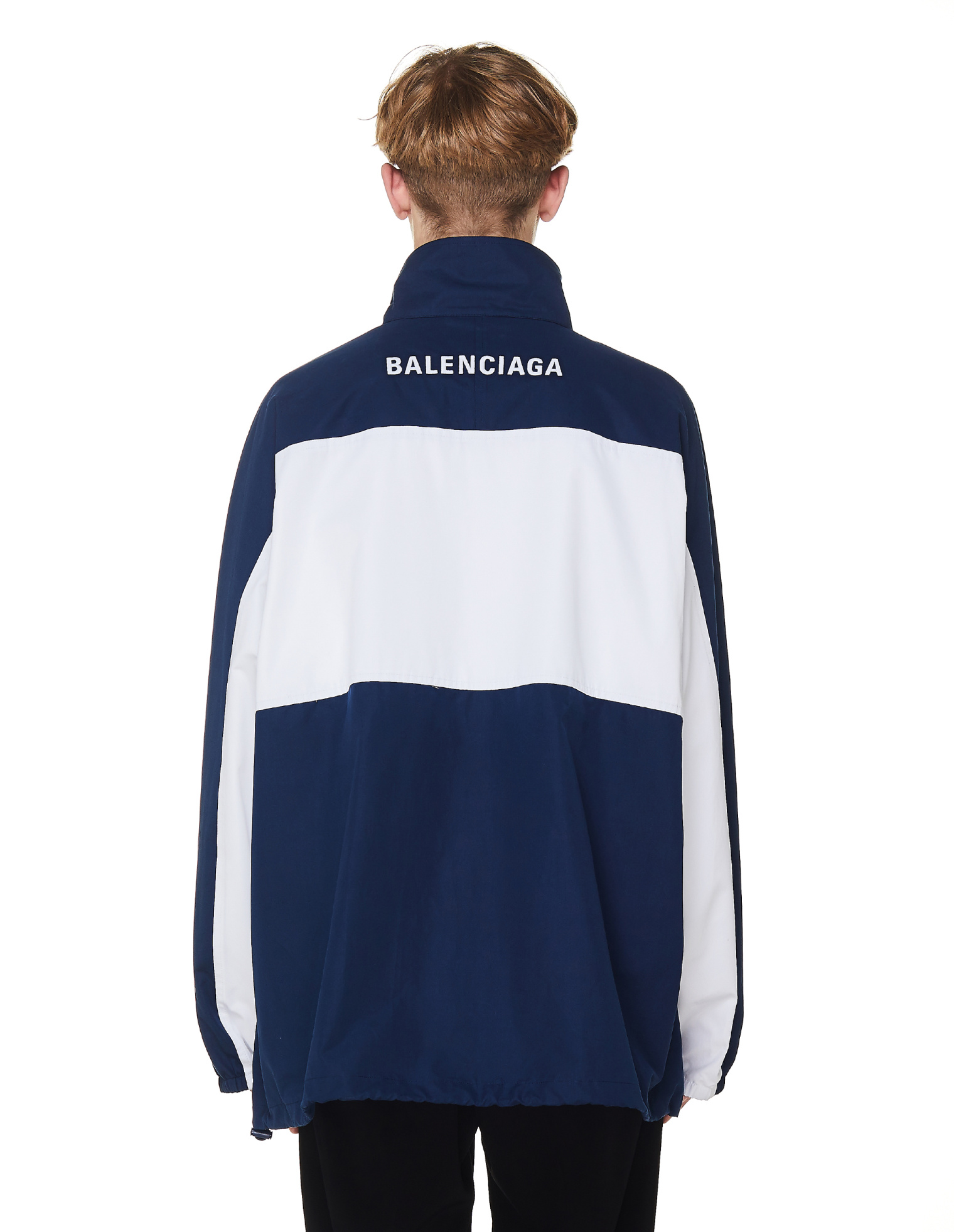 Balenciaga Blue Cotton Oversized Track Jacket