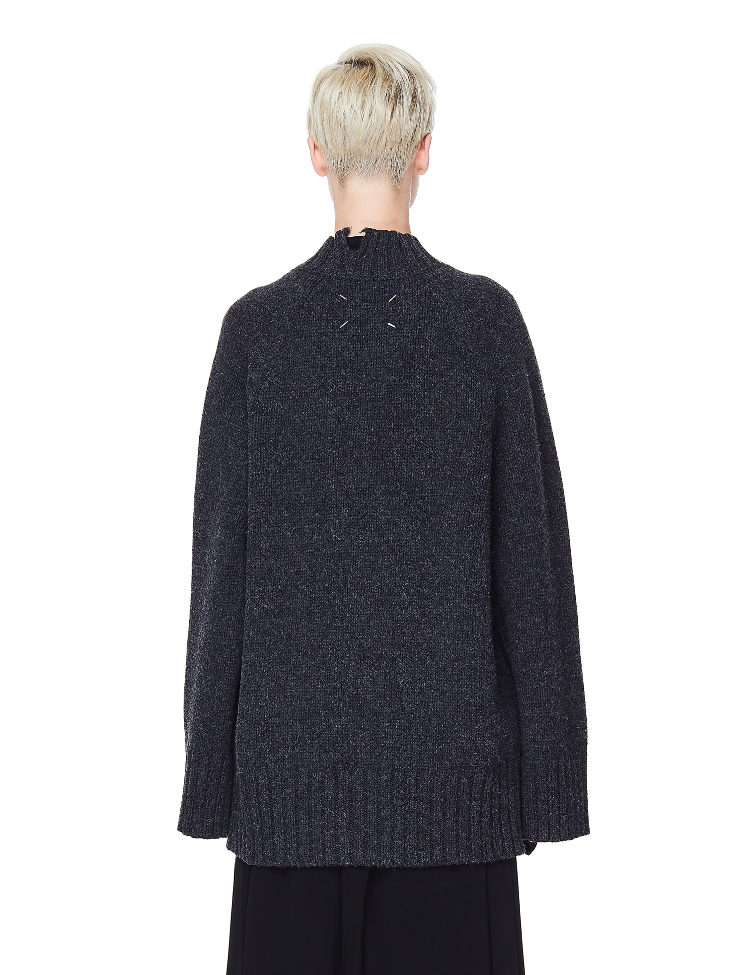 Maison Margiela Grey Wool Distressed Cardigan