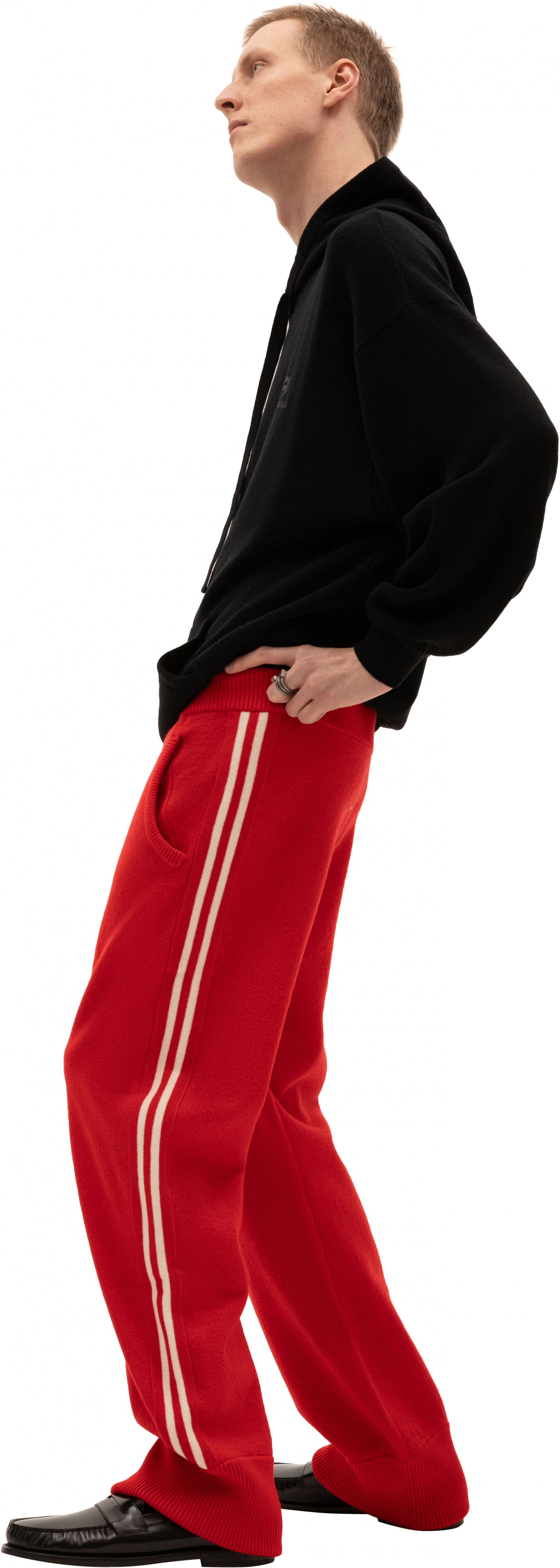 Maison Margiela Red Wool Striped Pants
