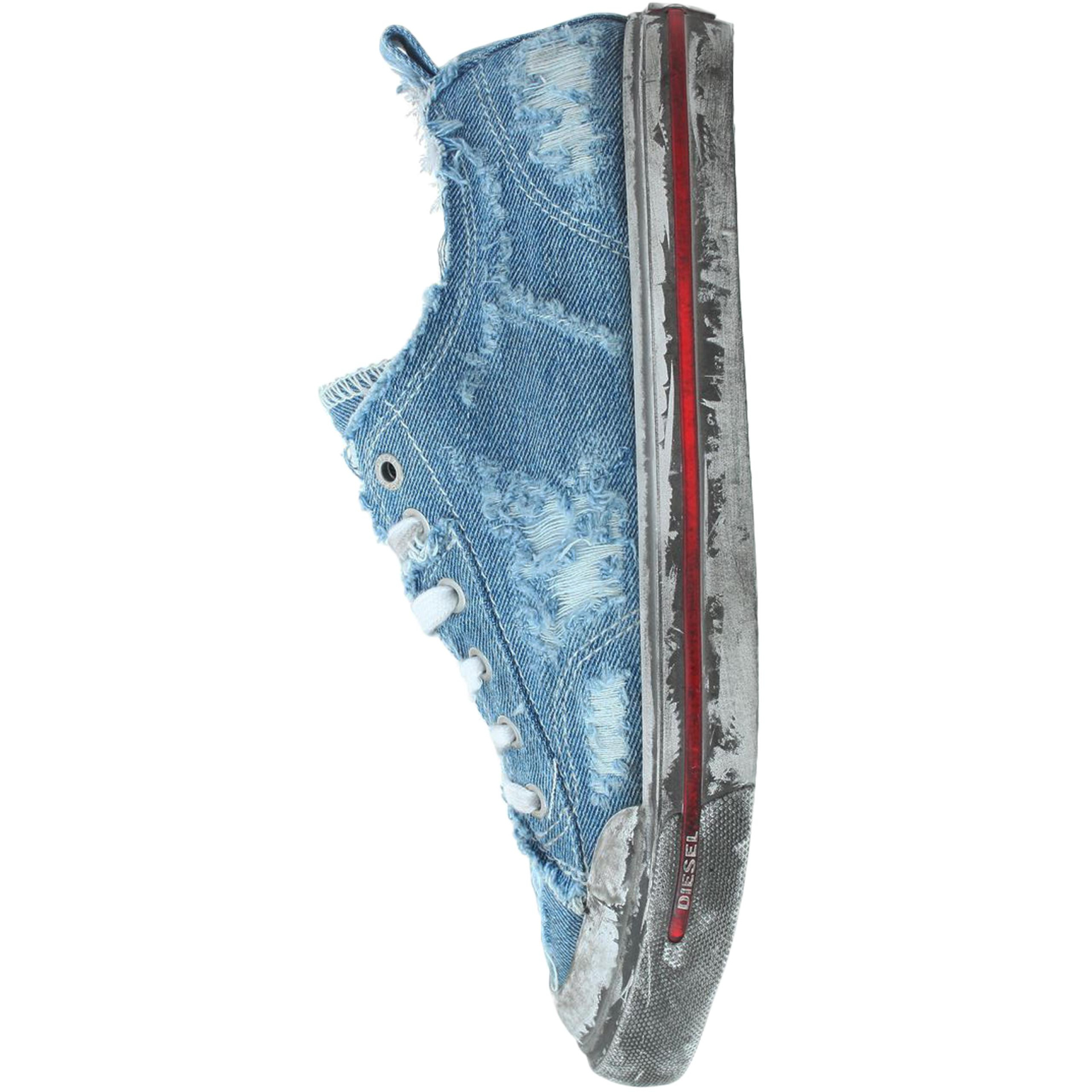 Diesel Distressed-effect denim sneakers