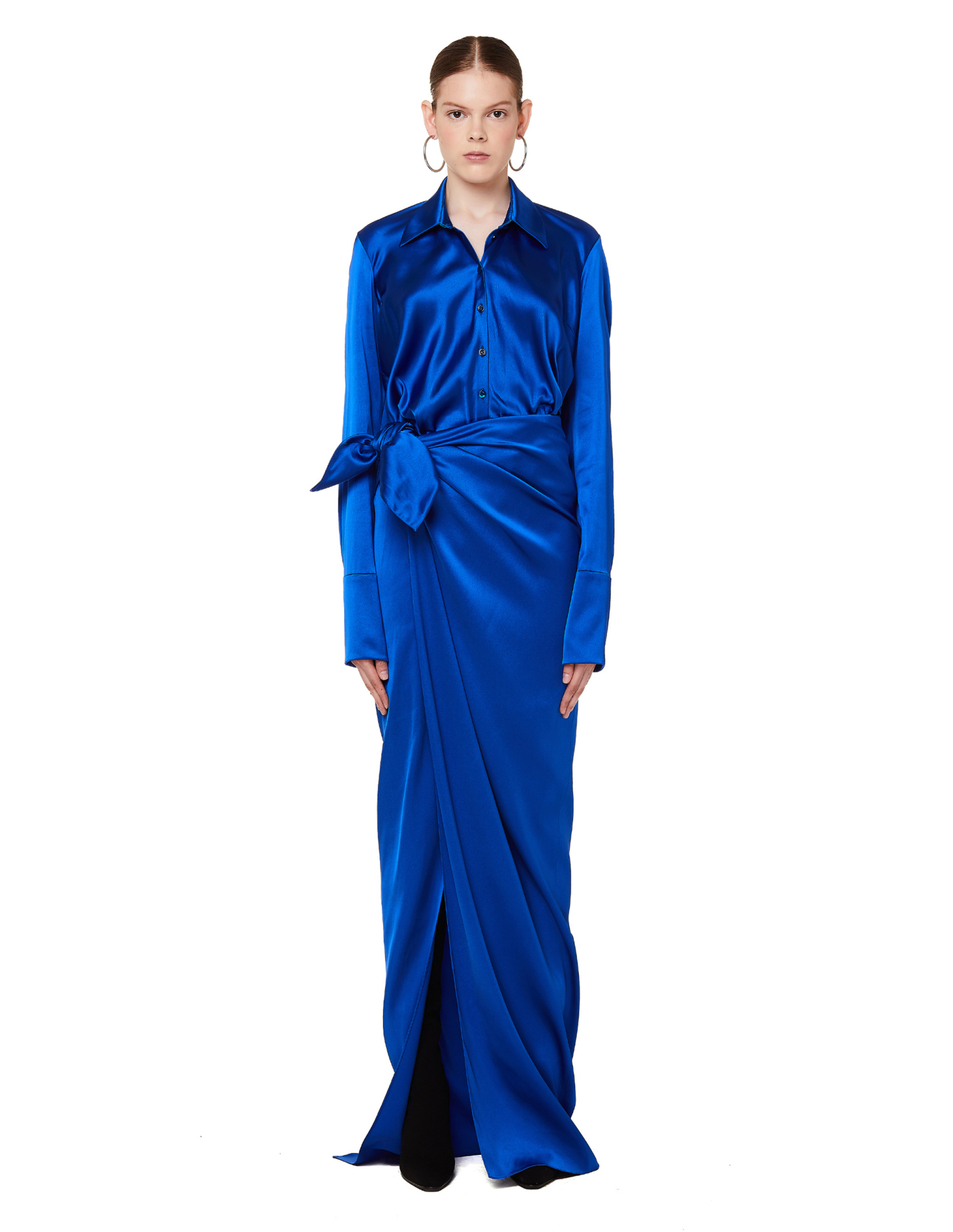 Balenciaga Blue Satin Wrap Skirt