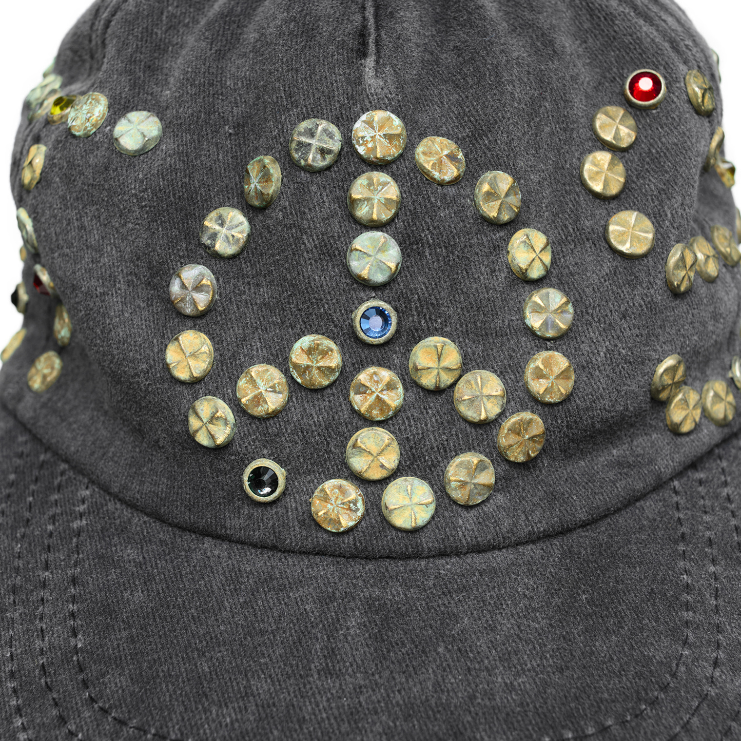 Buy Satoshi Nakamoto men black cap with rivets for $540 online on