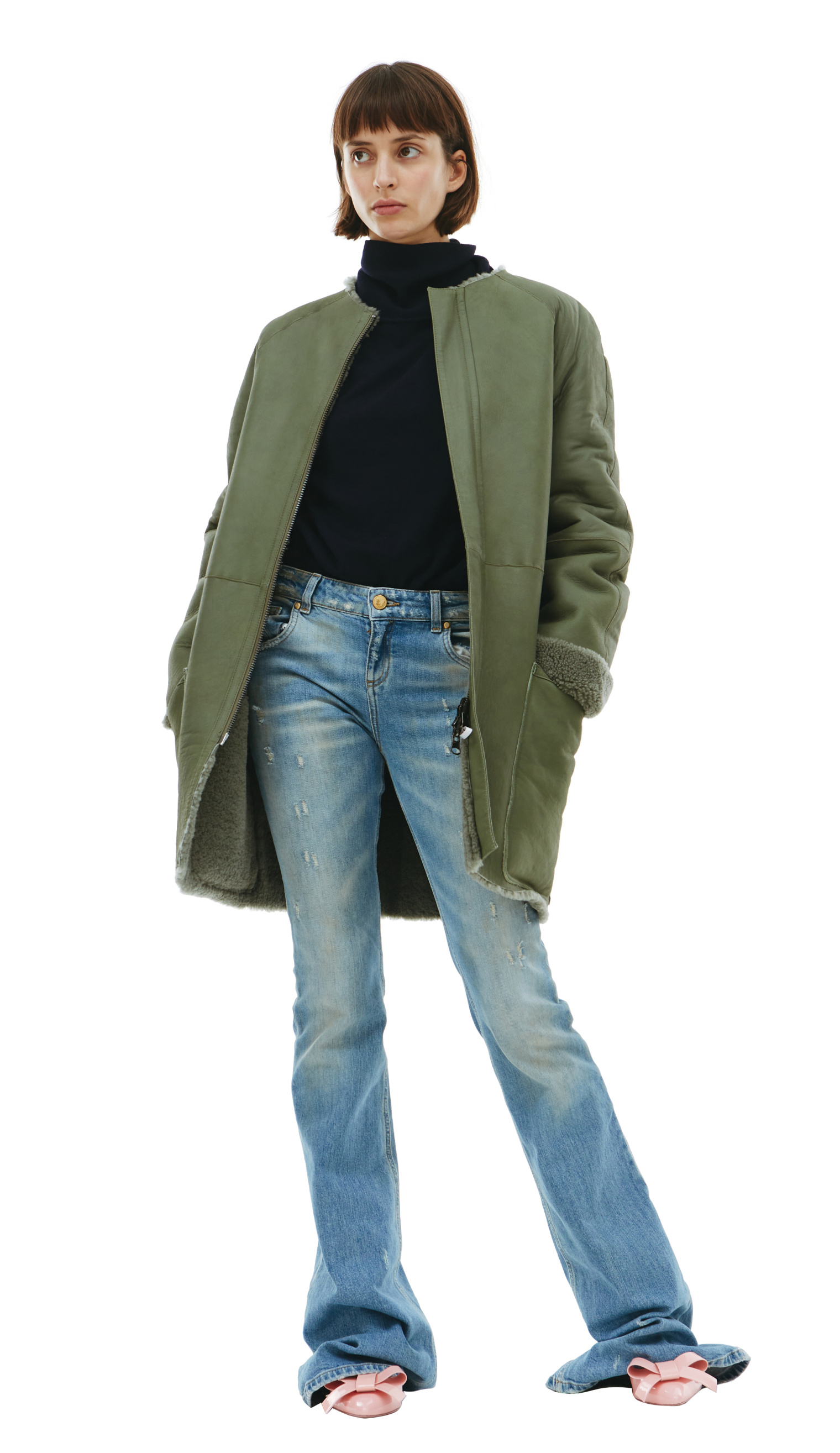 Y\'s Green Shearling Coat