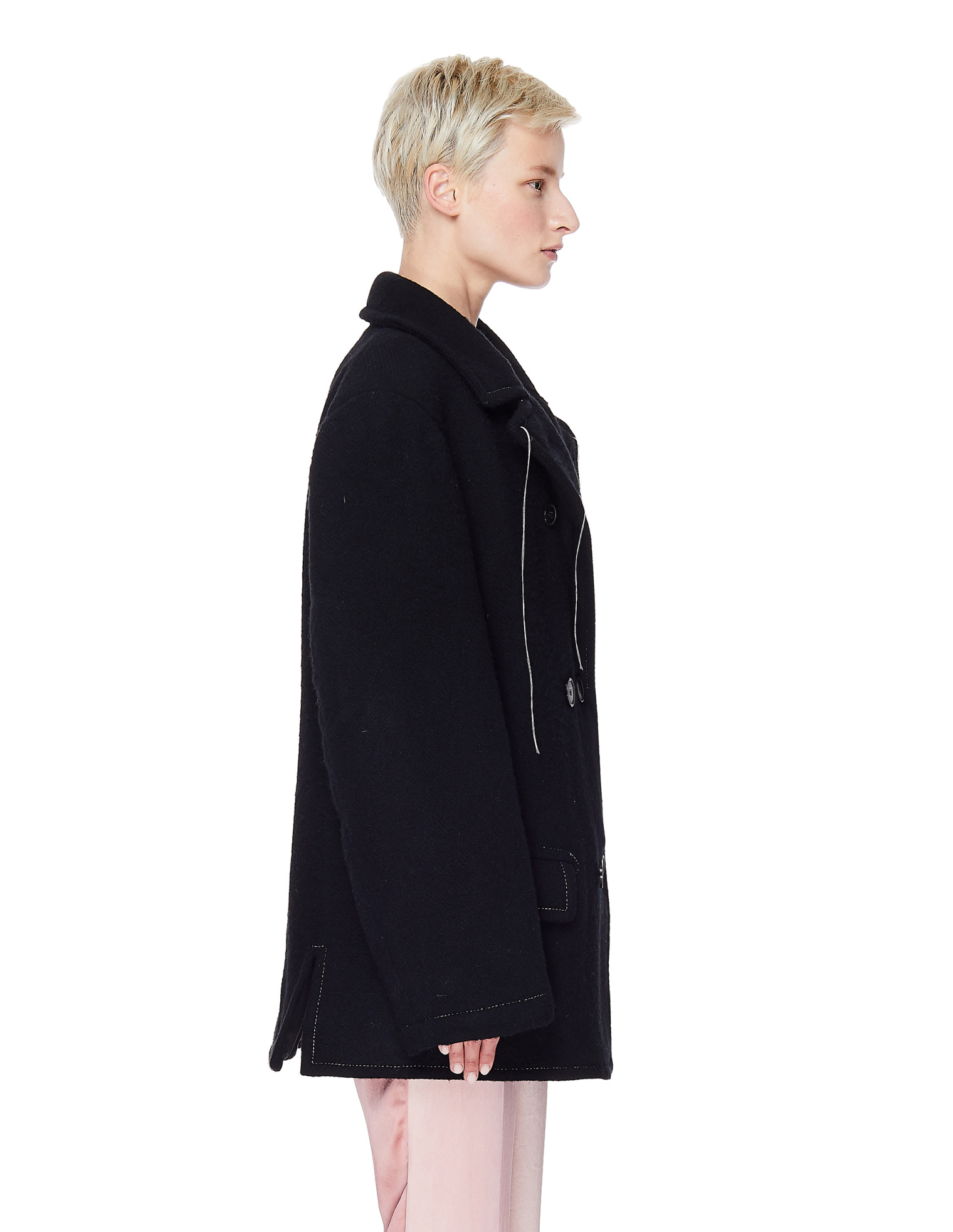 Maison Margiela Black Wool Peacoat