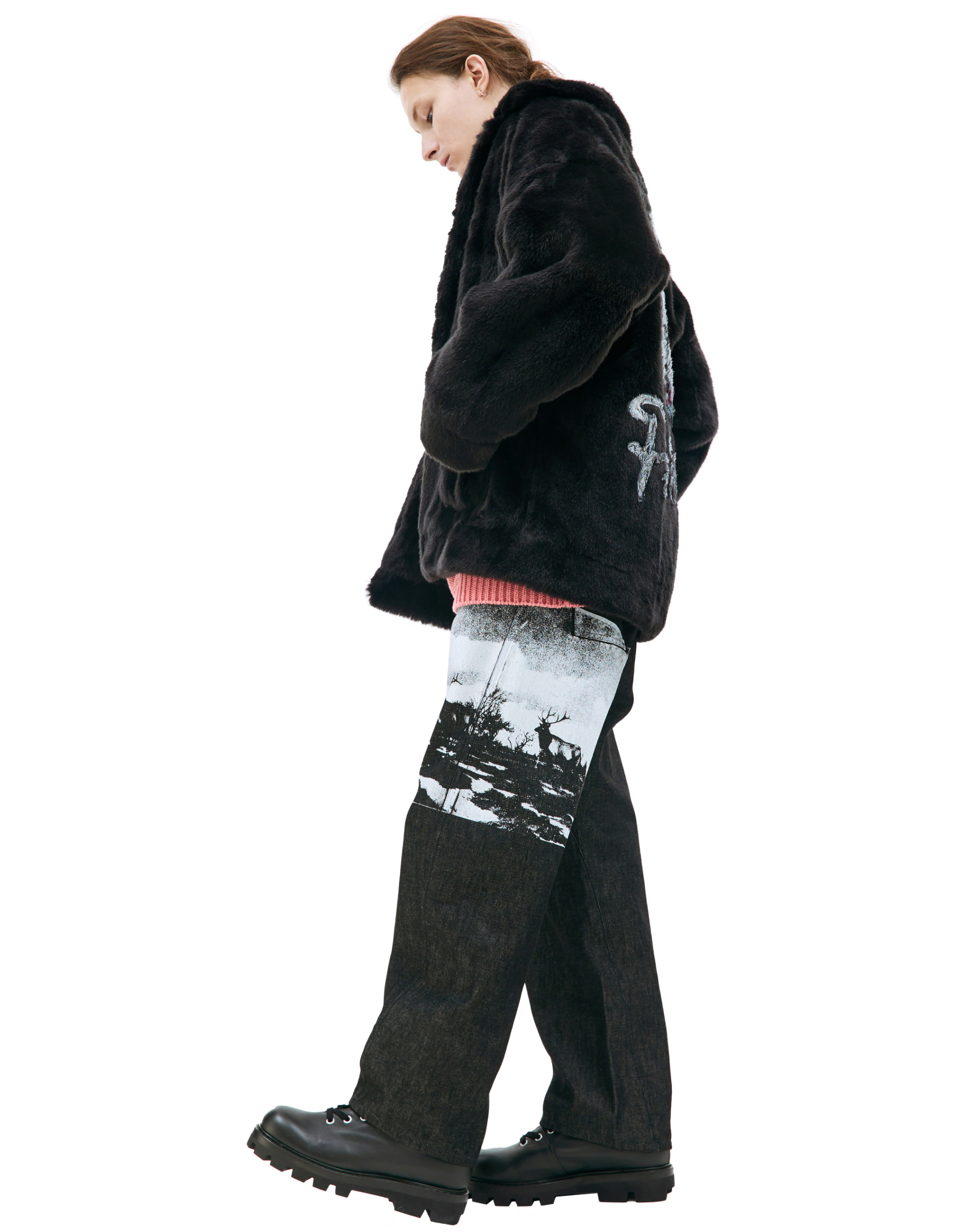Doublet Black hand-painted faux-fur jacket