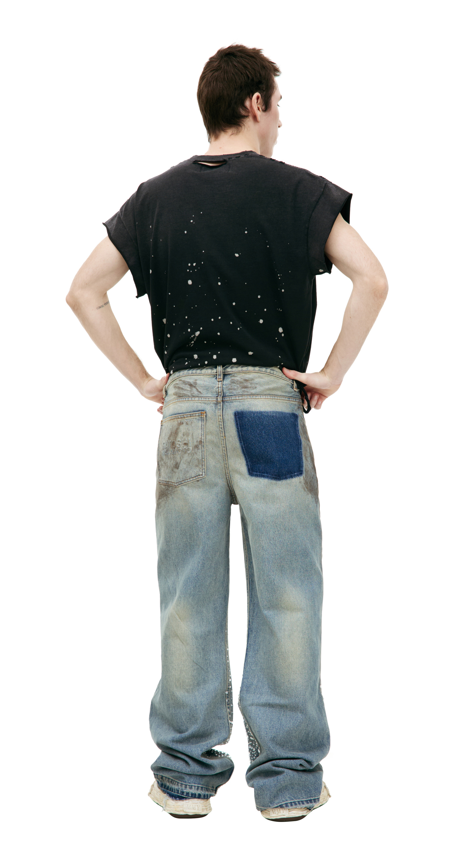 Satoshi Nakamoto Rhinestone Straight Jeans