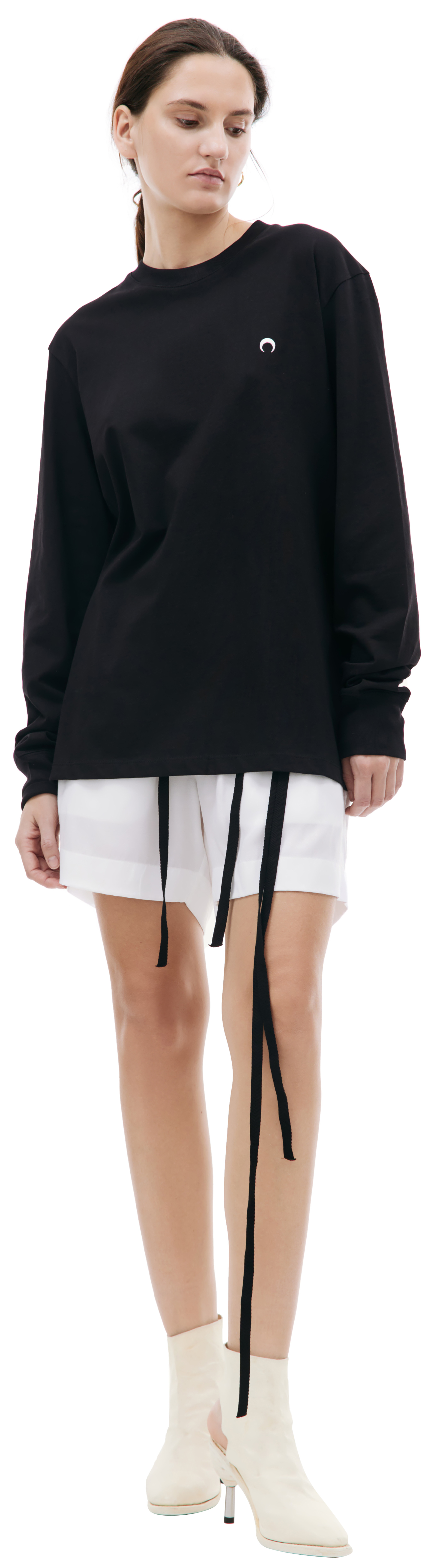 MARINE SERRE Black embroidered longsleeve