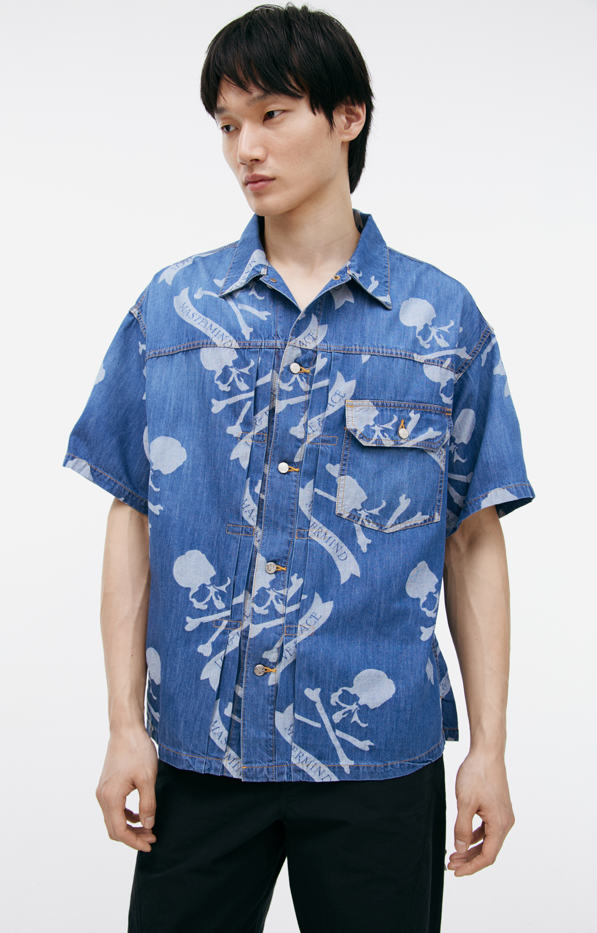 Mastermind WORLD Denim shirt with a single print