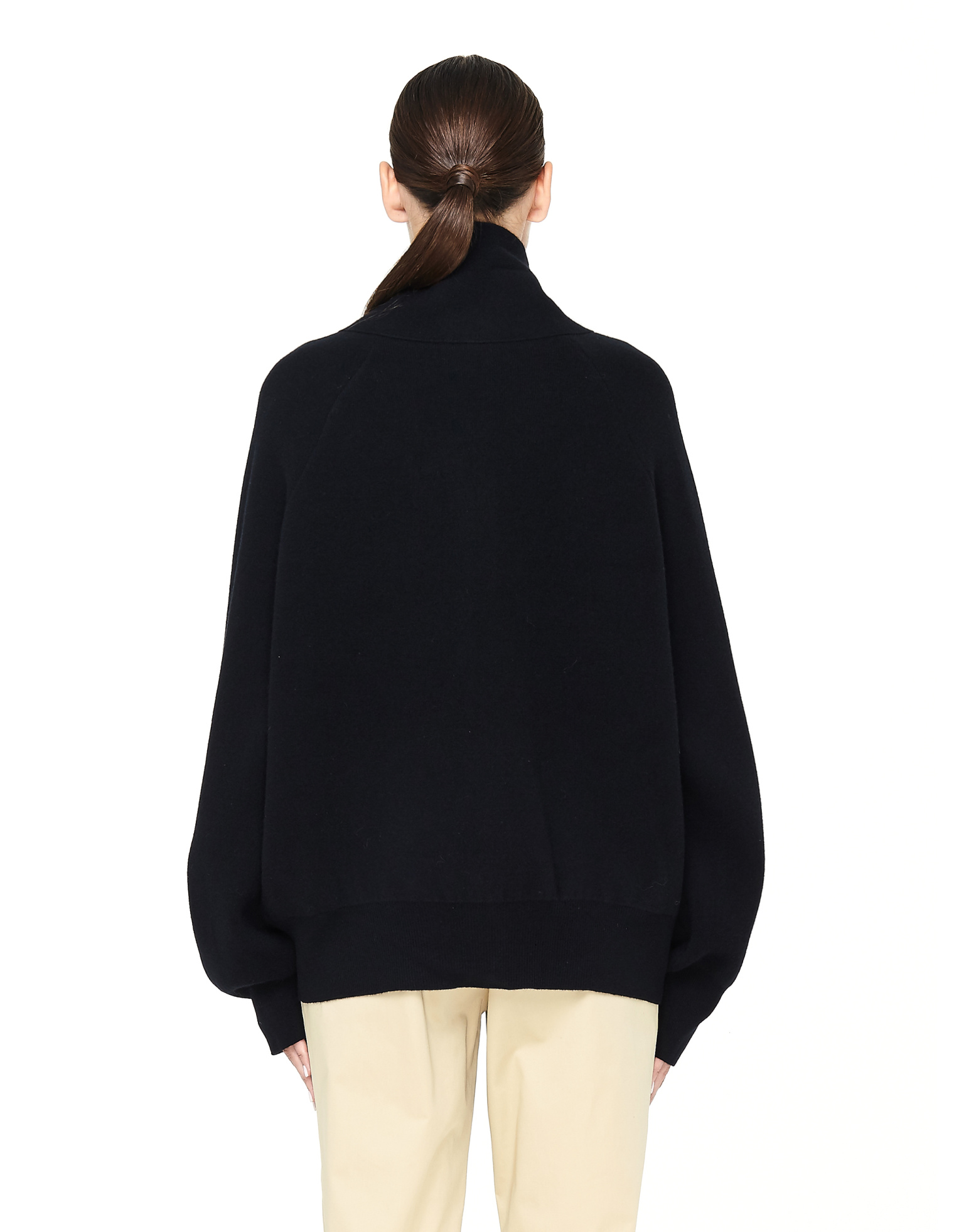 The Row Black Zip-up Wool Sweater