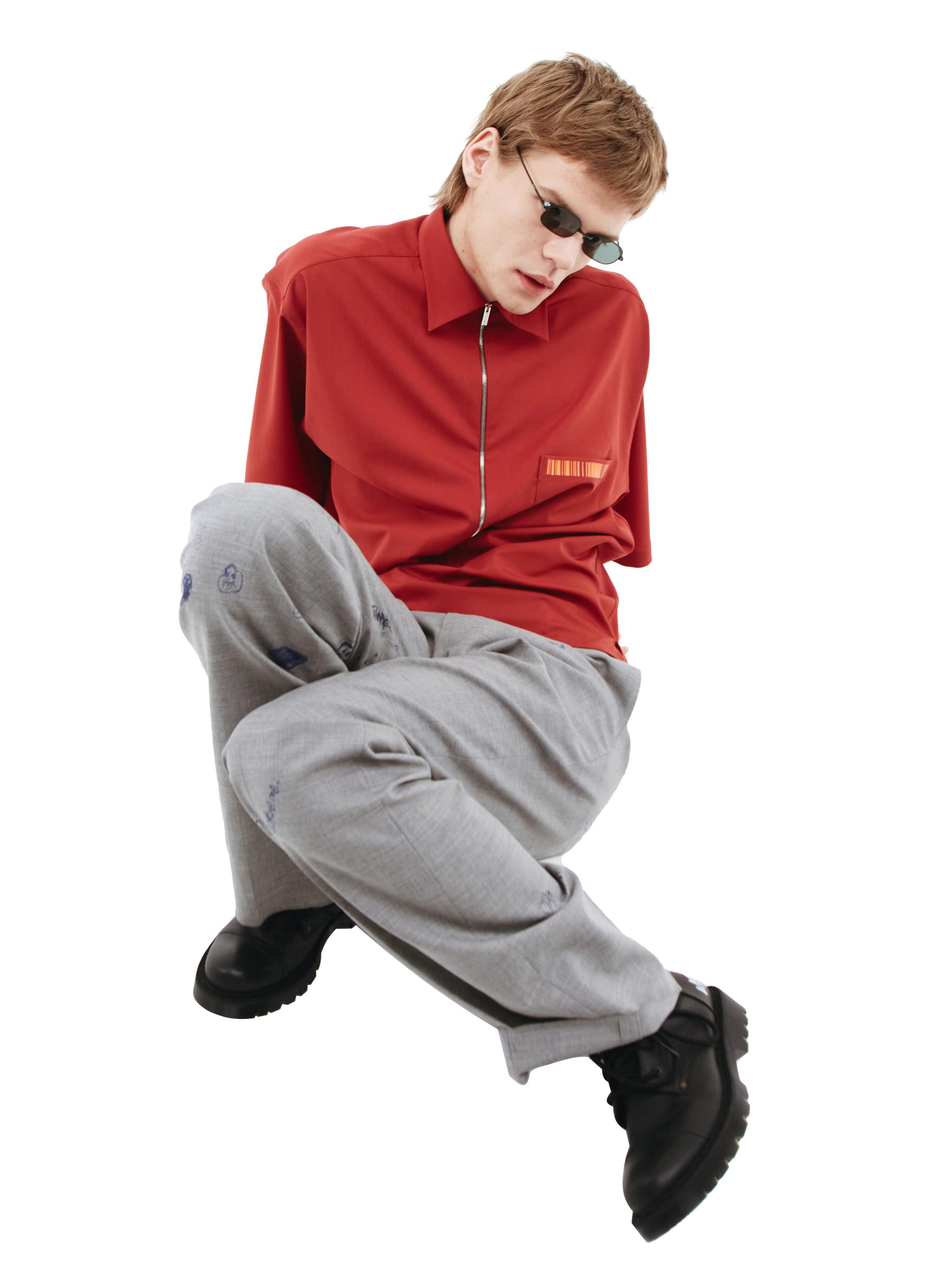 VTMNTS Logo print zip-up shirt