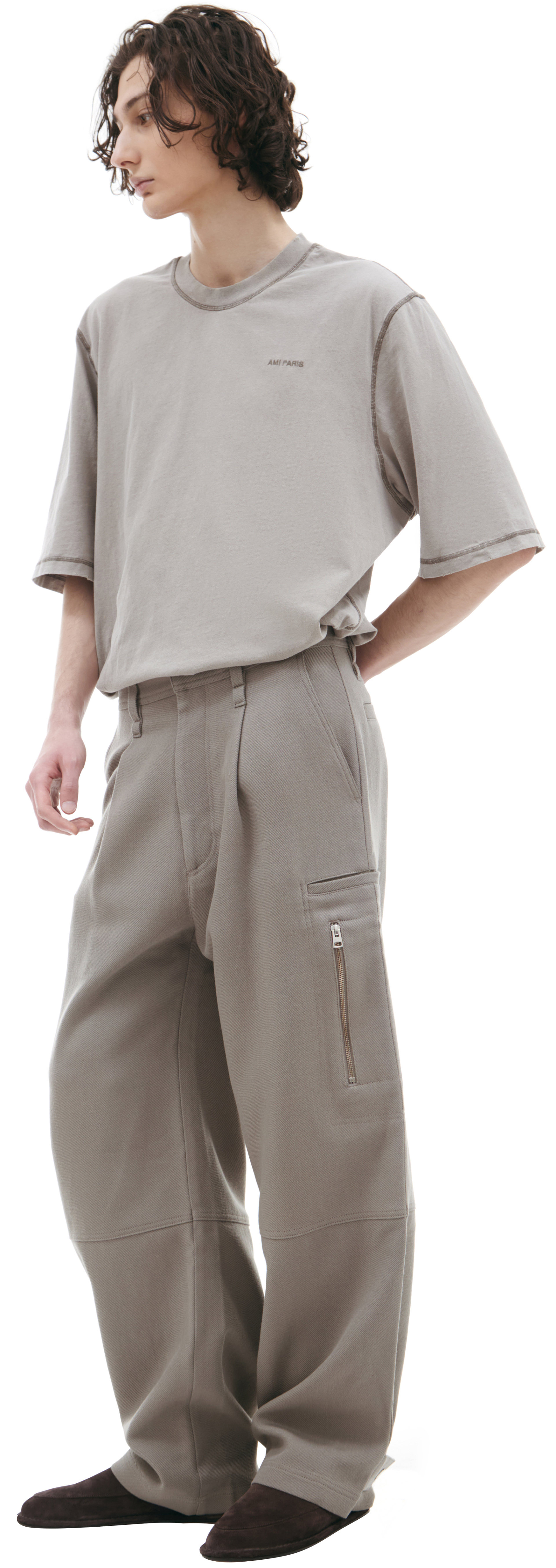 AMI PARIS Grey wool trousers