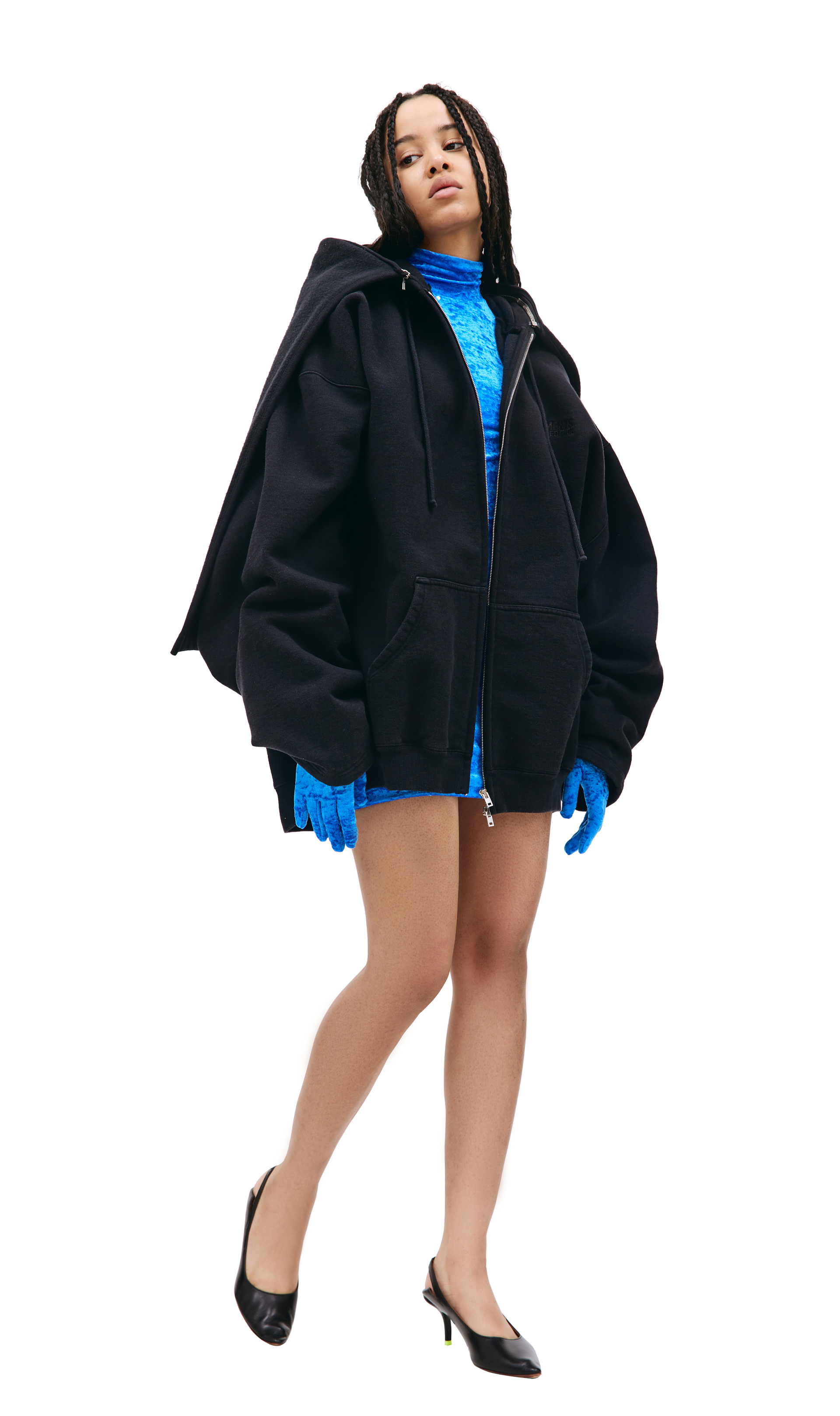 VETEMENTS Black zip up hoodie