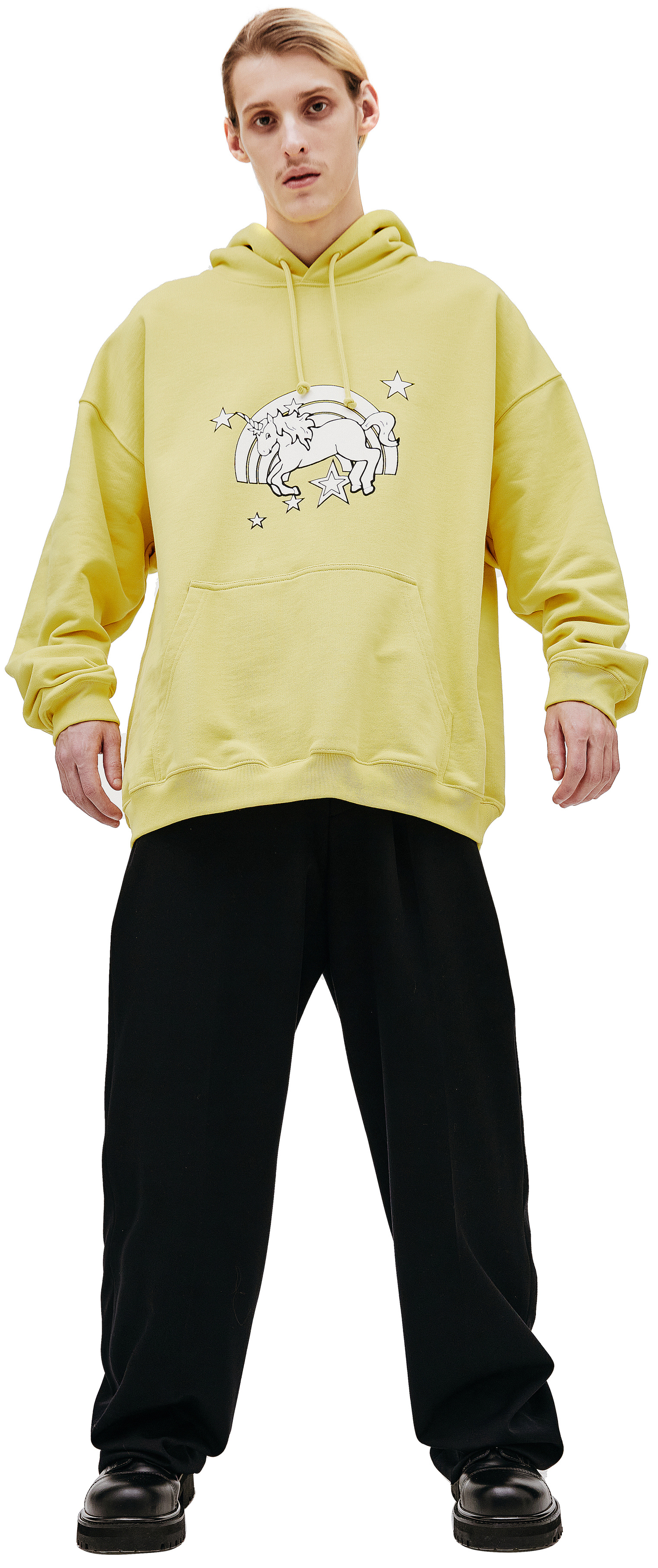 VETEMENTS Yellow Cotton Oversize Unicorn Hoodie