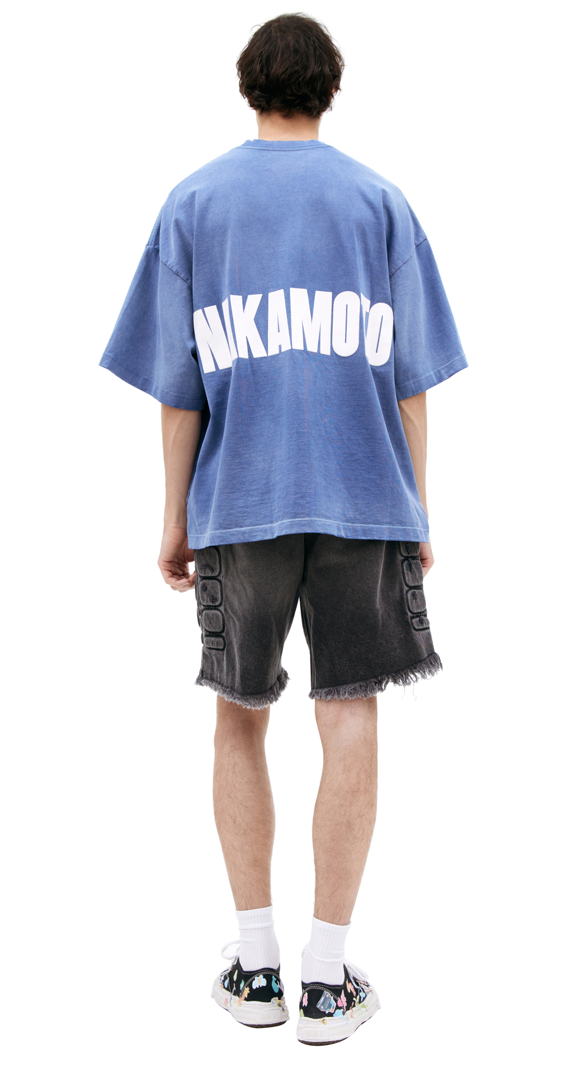 Satoshi Nakamoto Футболка-SS25TE018-BLU принт SATOSHI на груди и NAKAMOTO на спине, выстир голубая