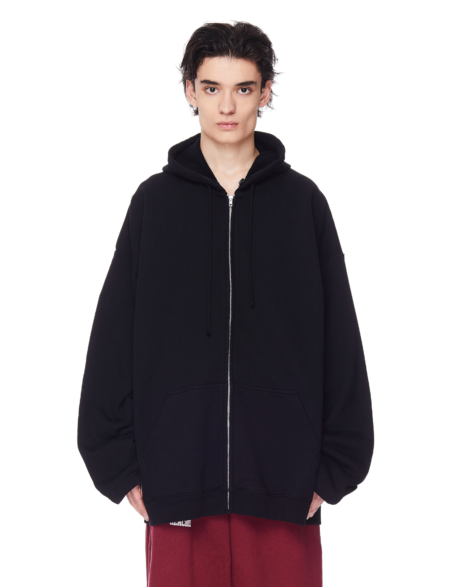 Vetements Dominium In Rectum Hoodie ブラック Buy VETEMENTS men black dominium in rectum zip-up hoodie for