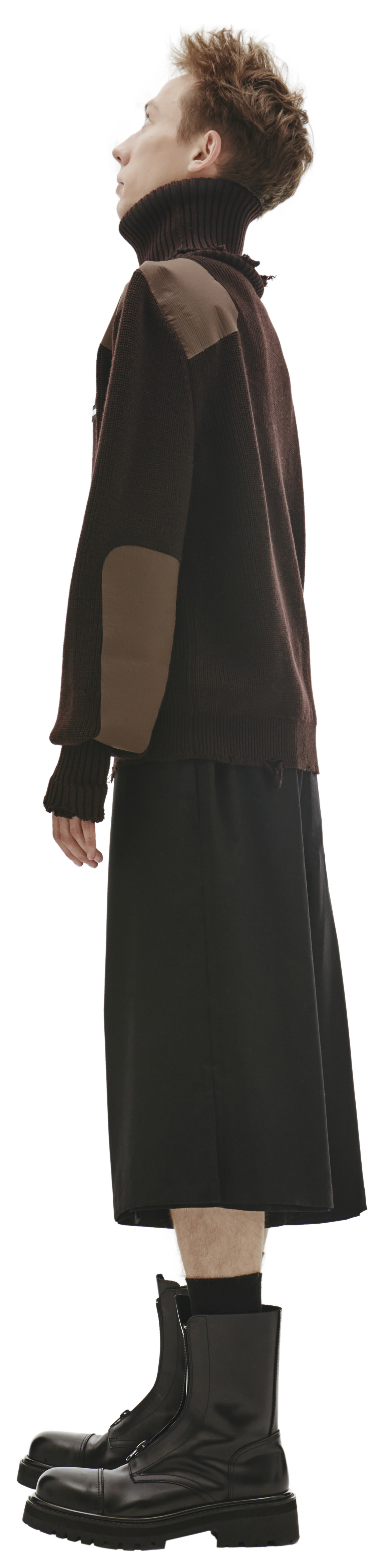 VETEMENTS Brown Wool Destroyed Turtleneck Sweater