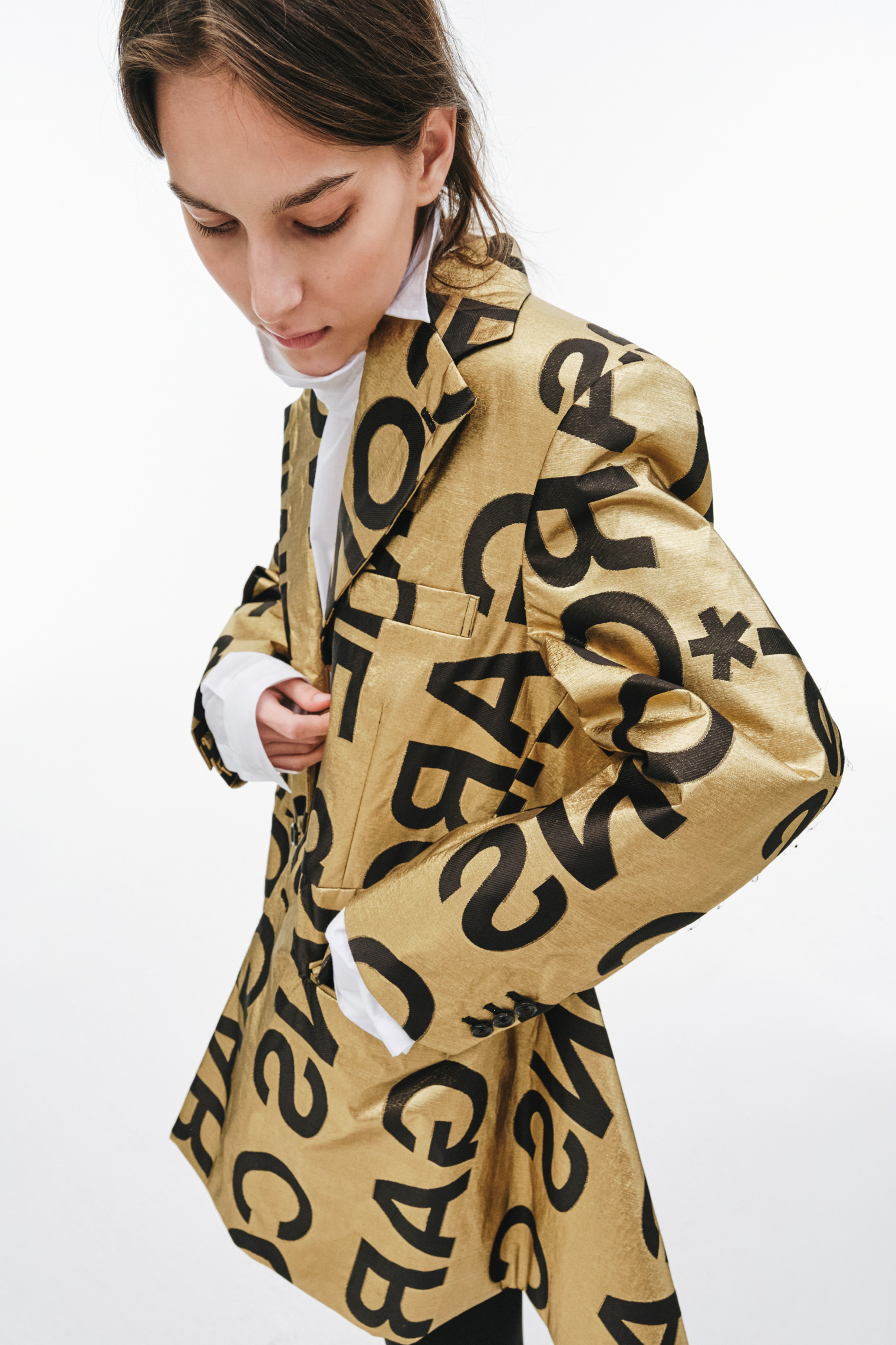 Comme des Garcons Golden Jacquard Logo Jacket