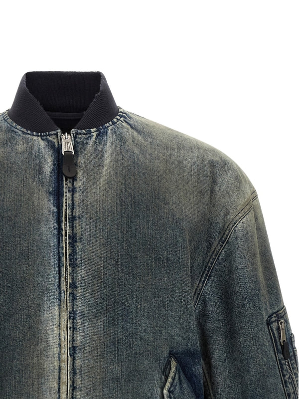 Balenciaga distressed denim bomber jacket