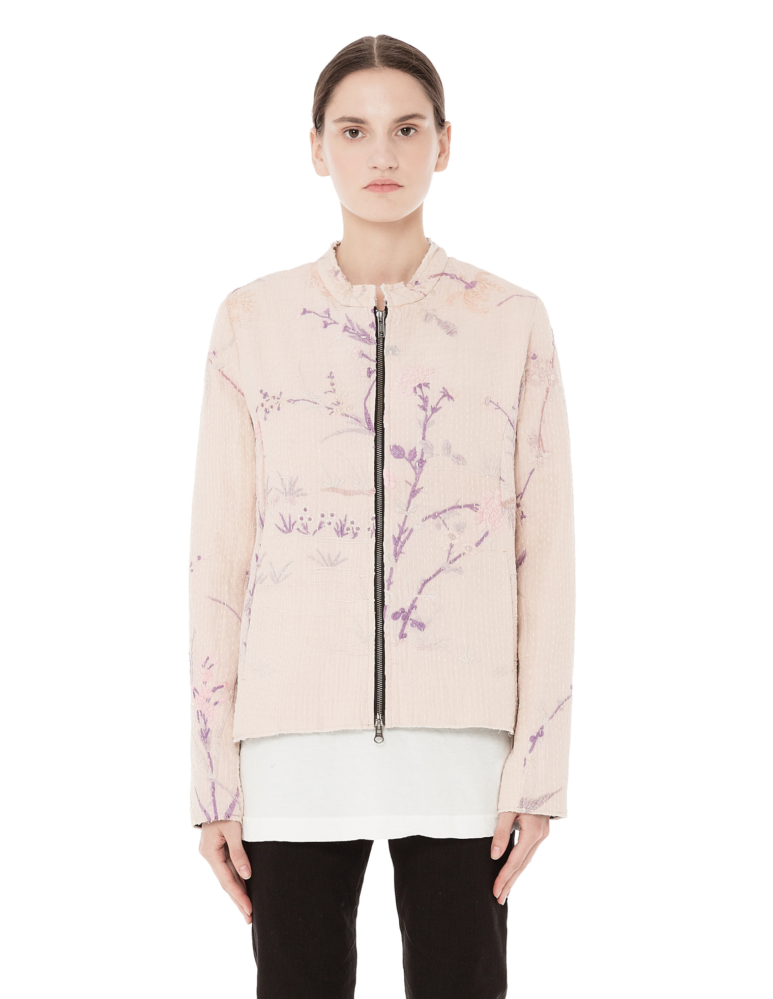 By Walid Embroidered silk bomber jacket