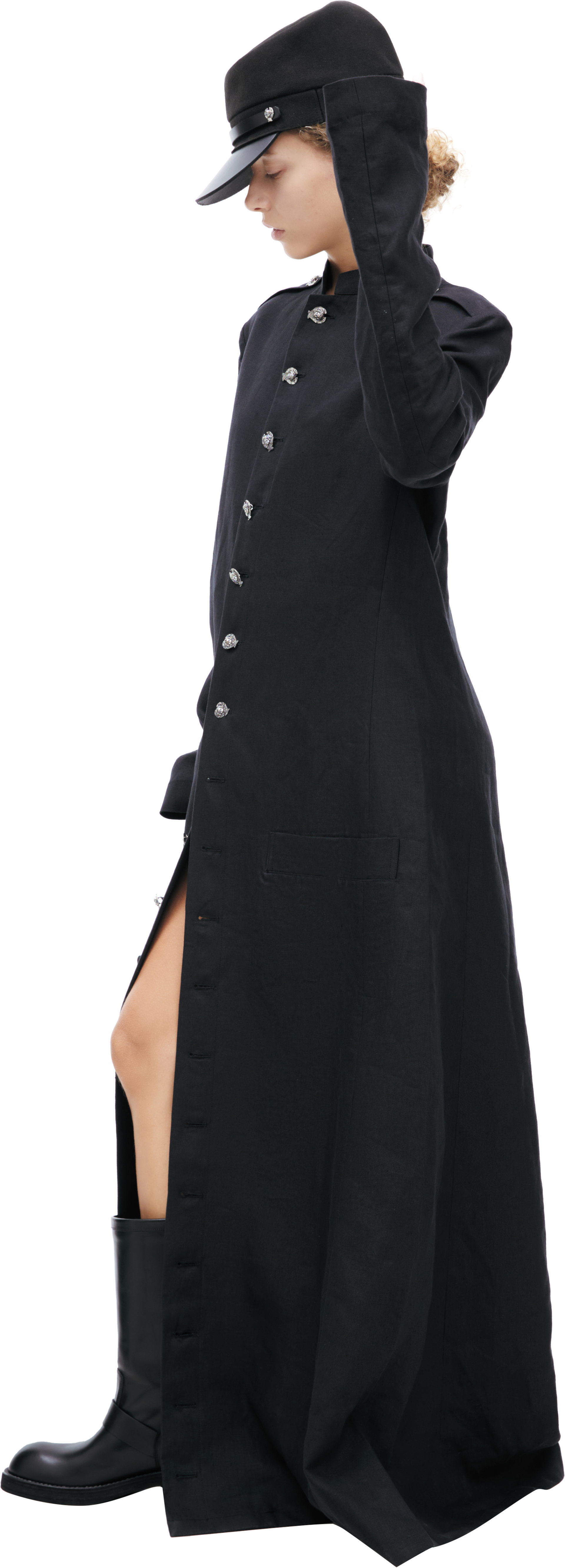 Enfants Riches Déprimés LINEN PRIEST COAT WITH CHERUB BUTTONS