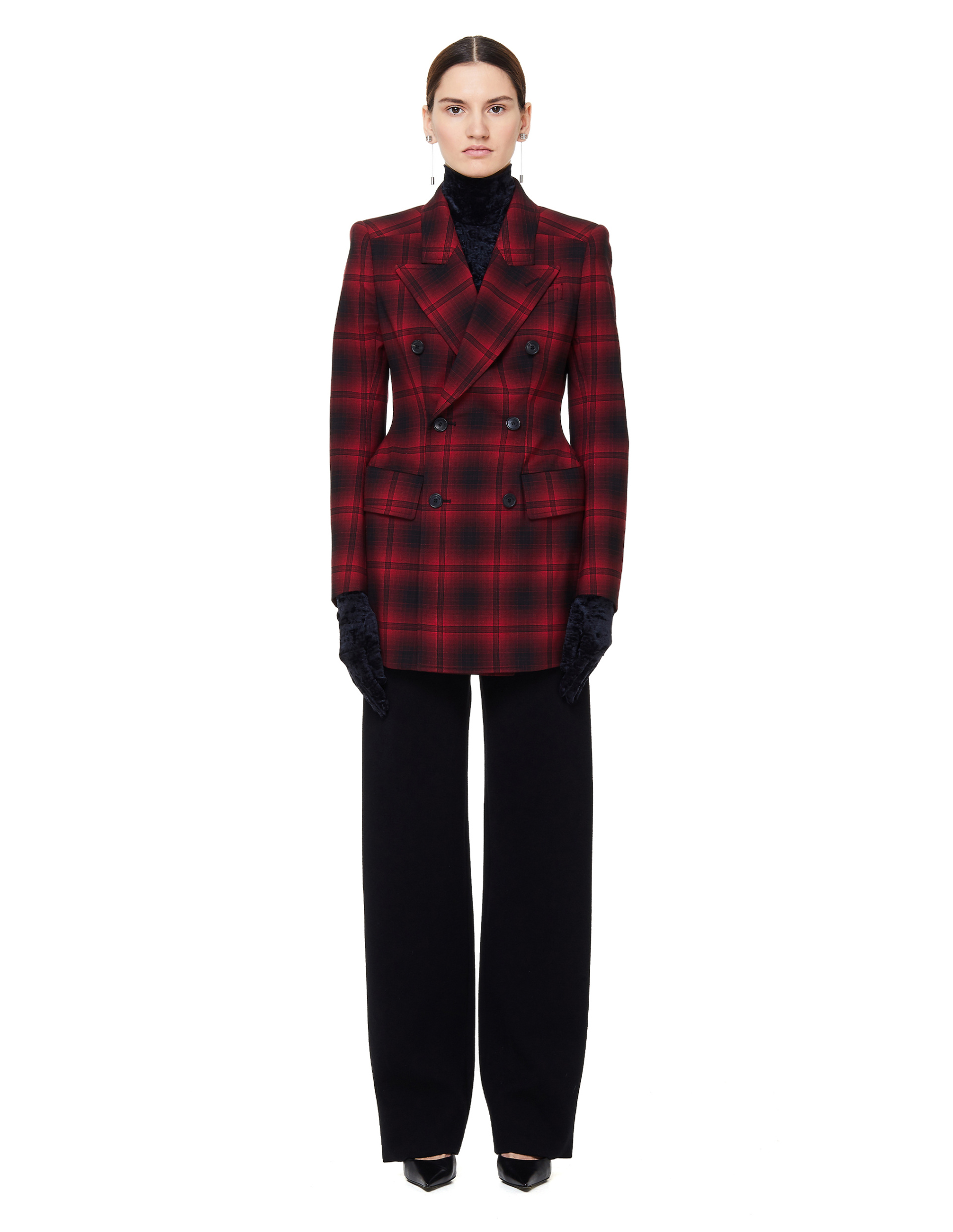 Balenciaga Hourglass Wool Checked Jacket