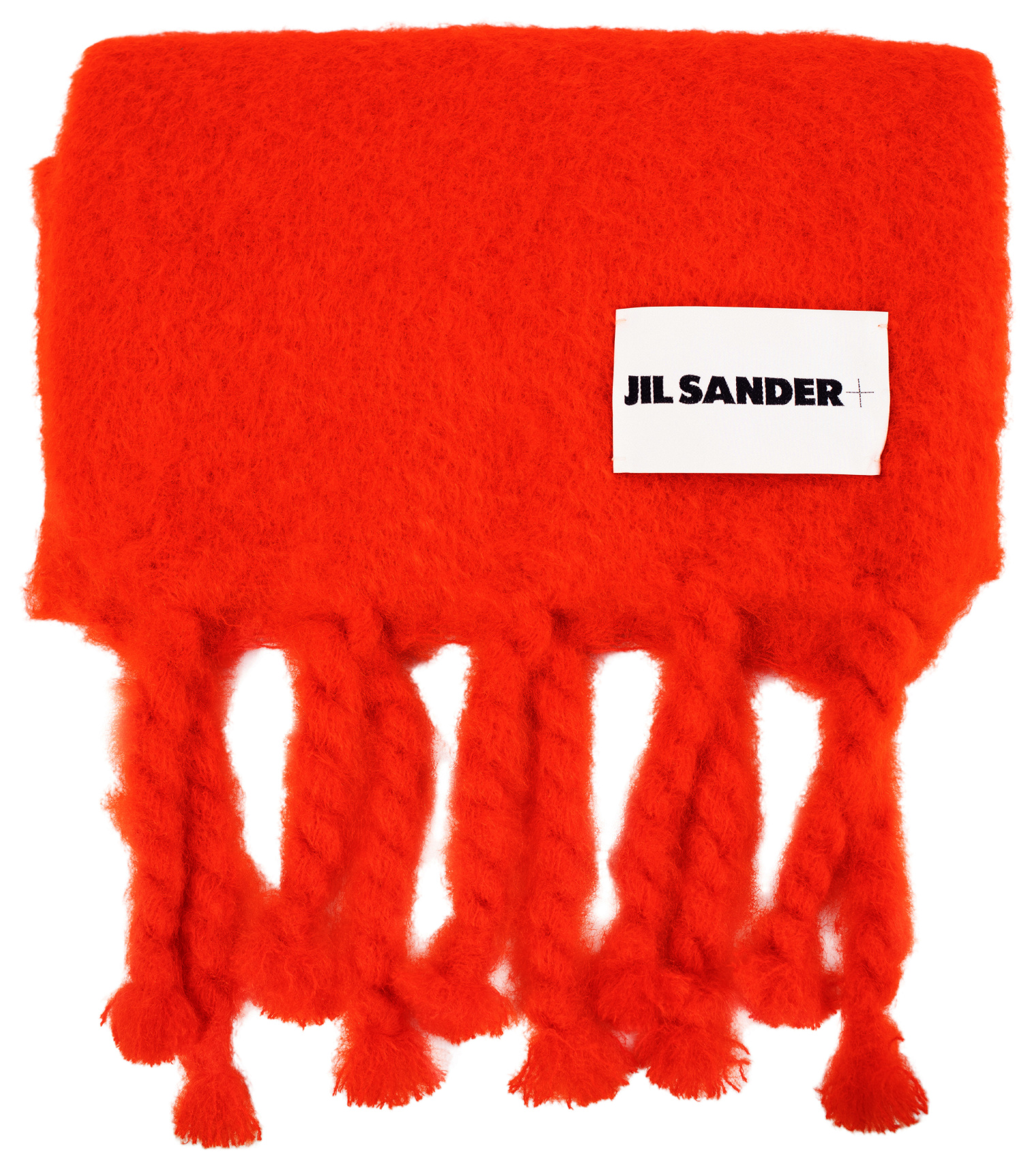 Jil Sander Красный шарф из микса шерсти и мохера
